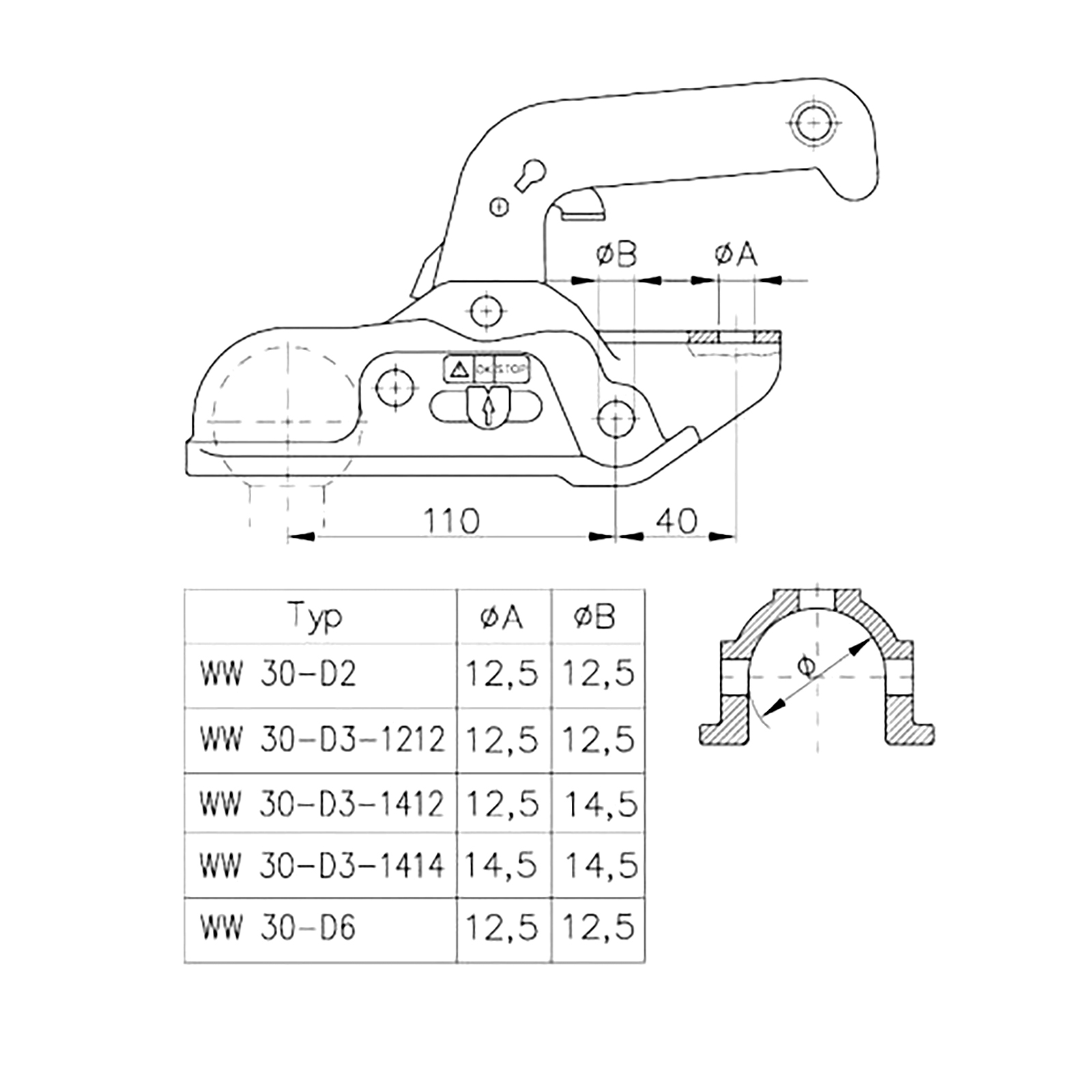 WINTERHOFF WW 30-D3-1212, -3000 kg, Ø 50-51 mm