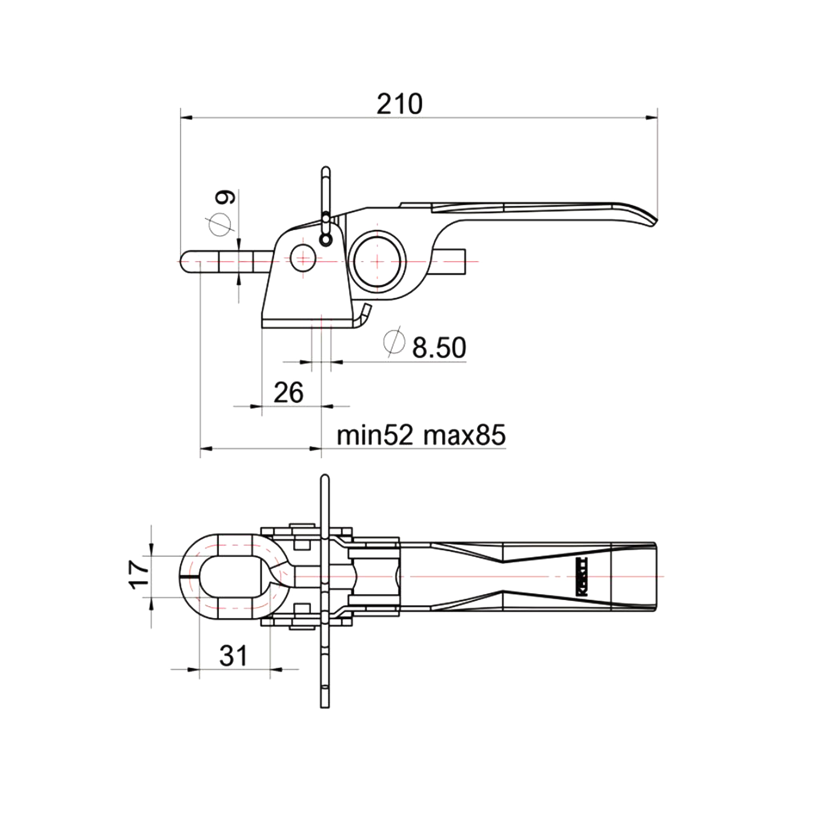 Eccentric-lock, with eyelets,