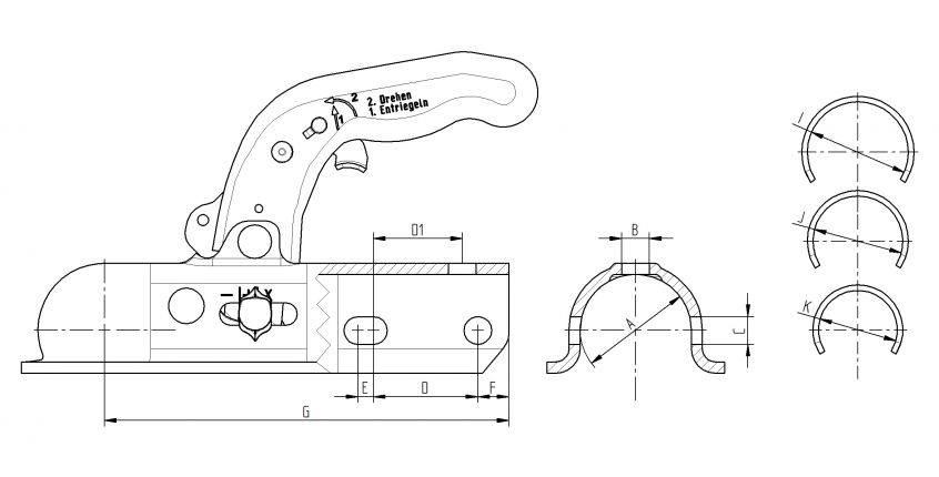 KNOTT K30U, universal, -3000 kg, Ø 35/40/45/50 mm