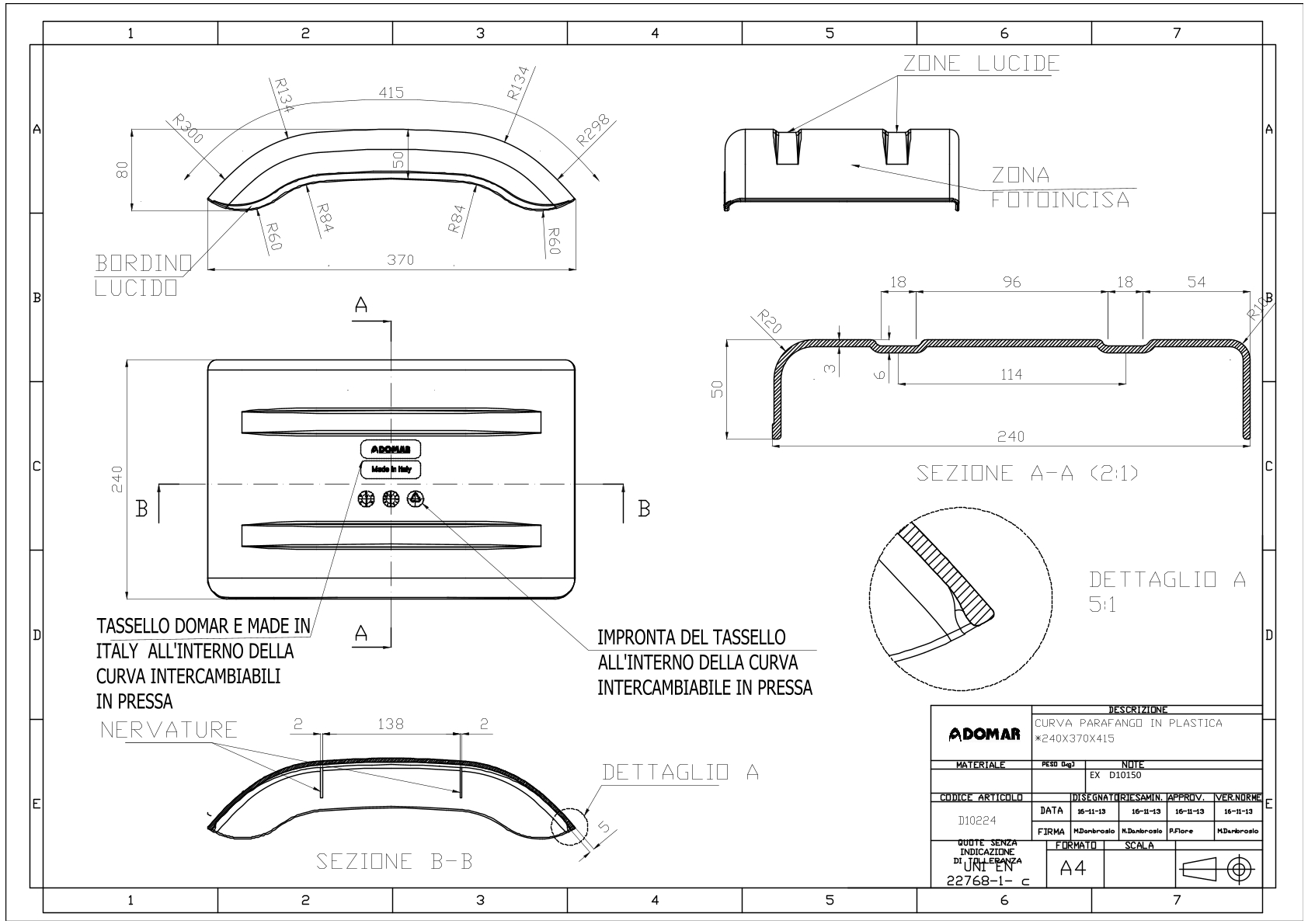 DOMAR D10224 Spatbord, 240 x 370 mm, kunststof