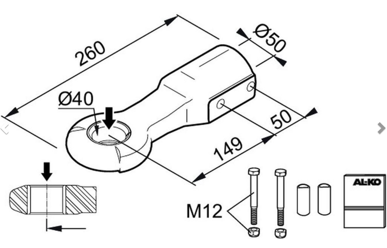 AL-KO DIN-Zugöse D40/F, Ø 50 mm, Stützlast 120 kg