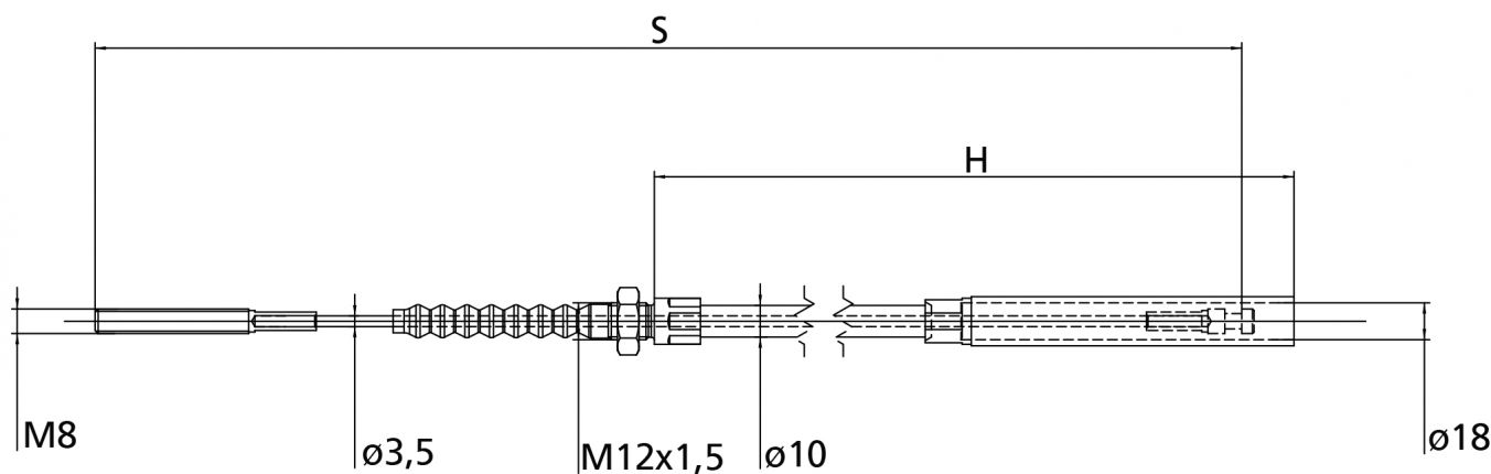 KNOTT Remkabel, RVS, HL 1150/GL 1310 mm