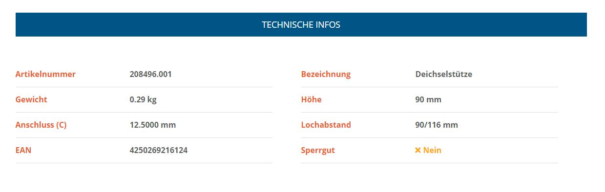 KNOTT Deichselstütze, 90 mm hoch