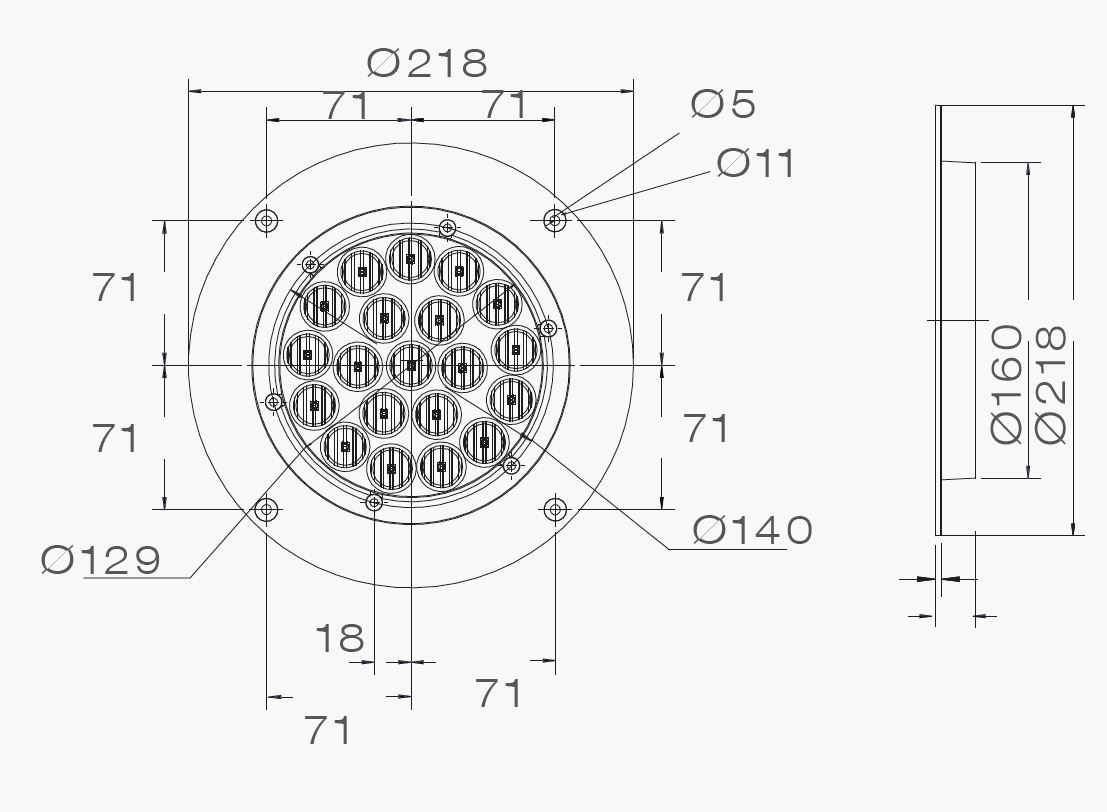 ASPÖCK Innenleuchte LED, rund, m. 2,5 m DC-Kabel