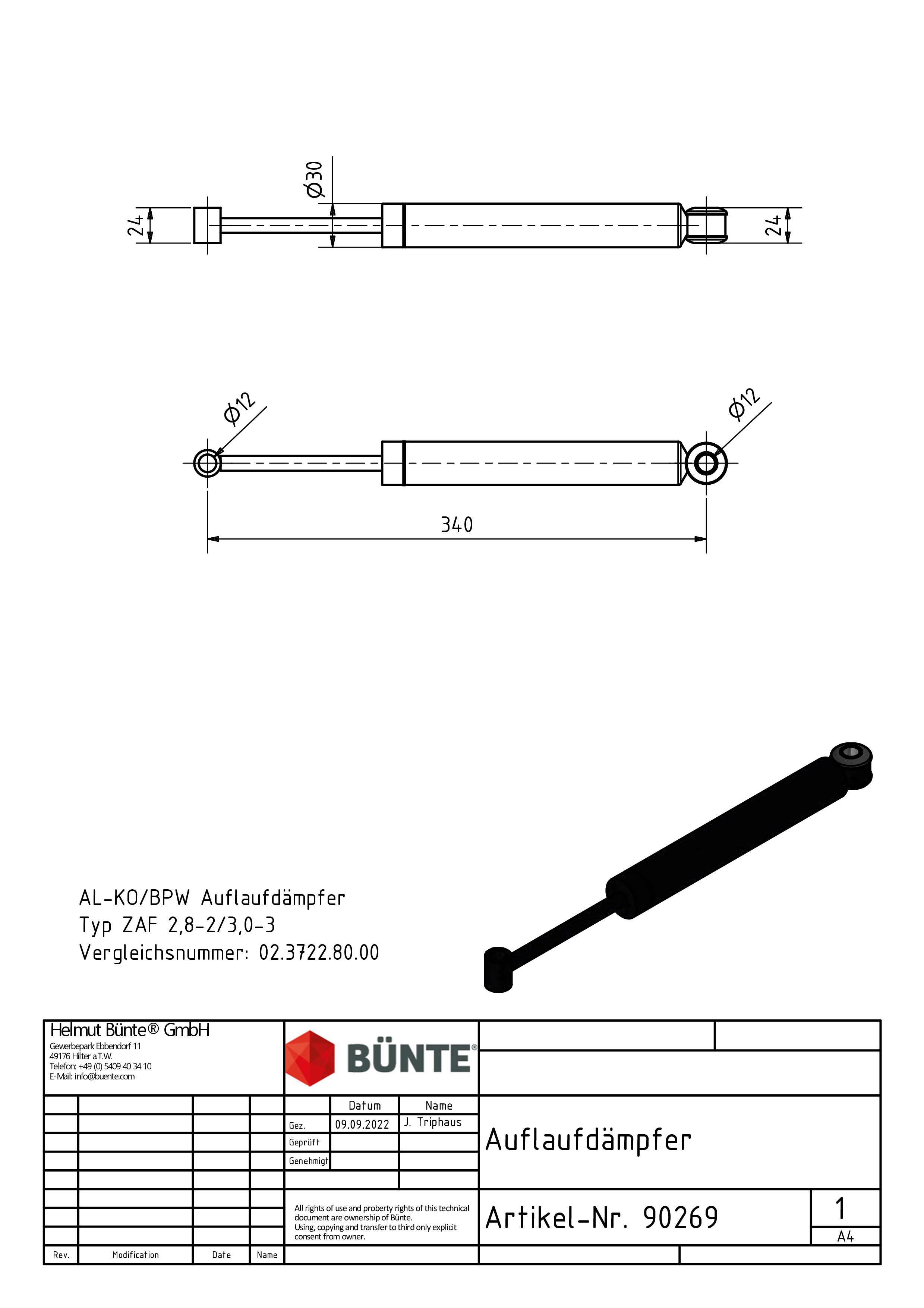 Auflaufstoßdämpfer f. AL-KO ZAF 2,8-2/3,0-3