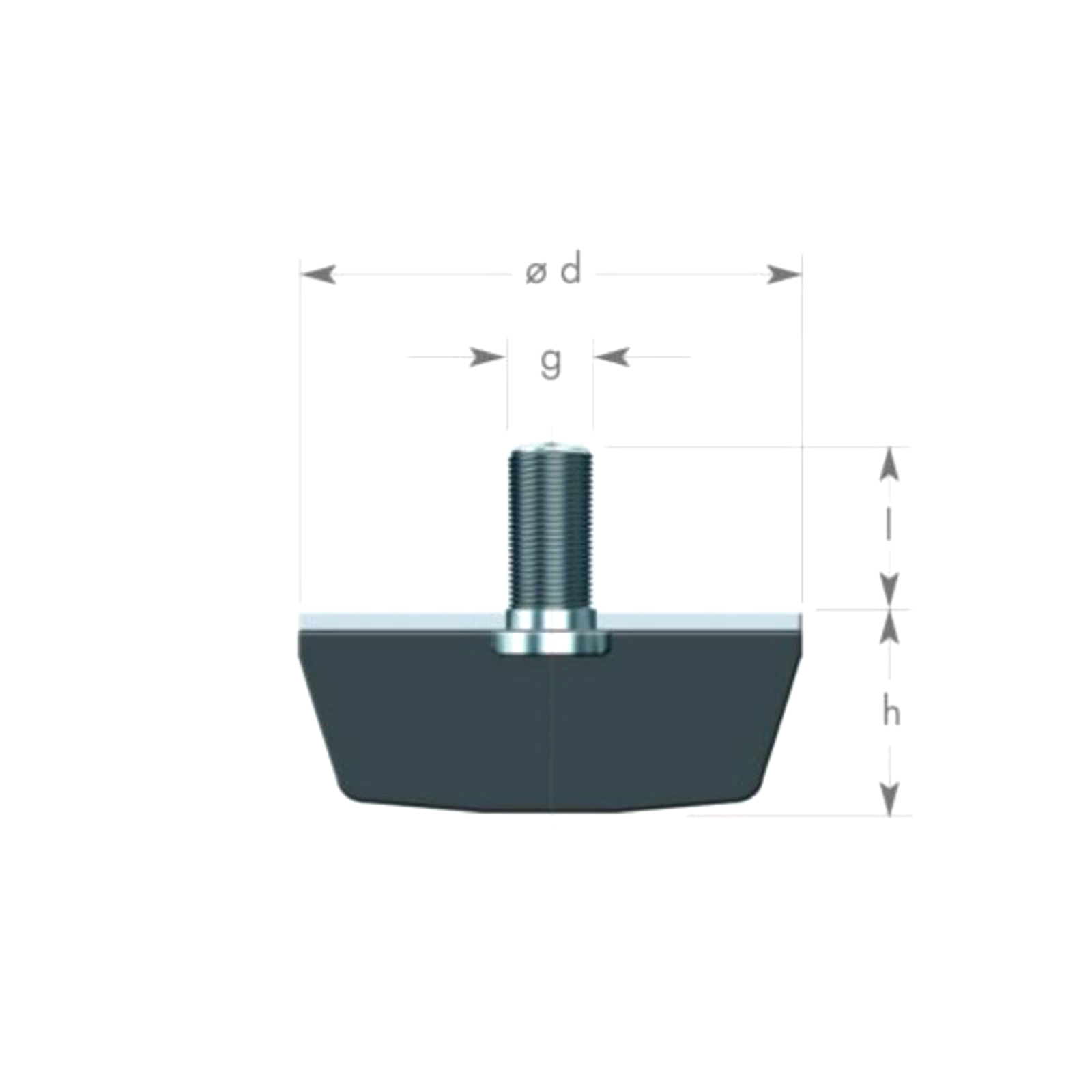 Rammpuffer, Ø 50 x 18 mm, Außengewinde M10 x 28 mm