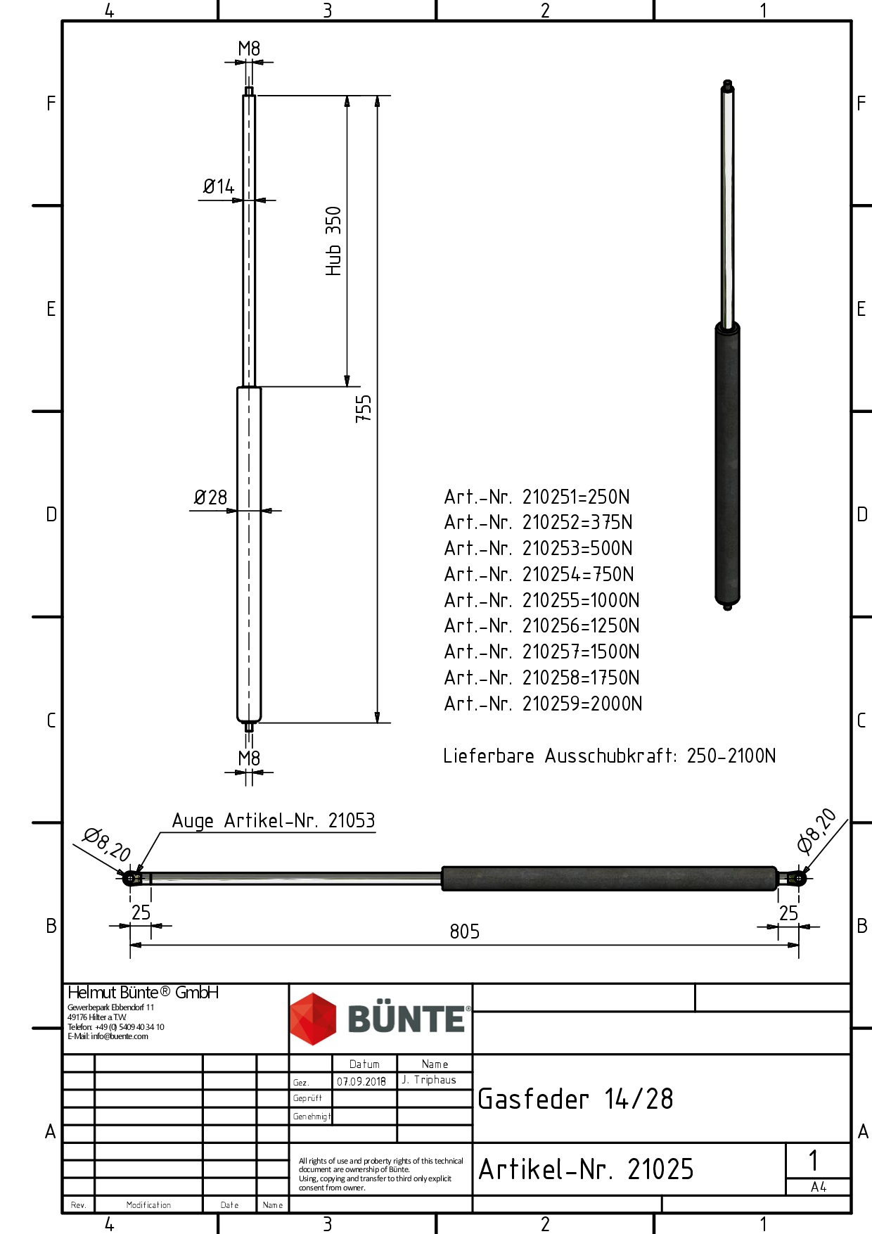 Gasveer Type 14/28, 755 mm, 2000 N