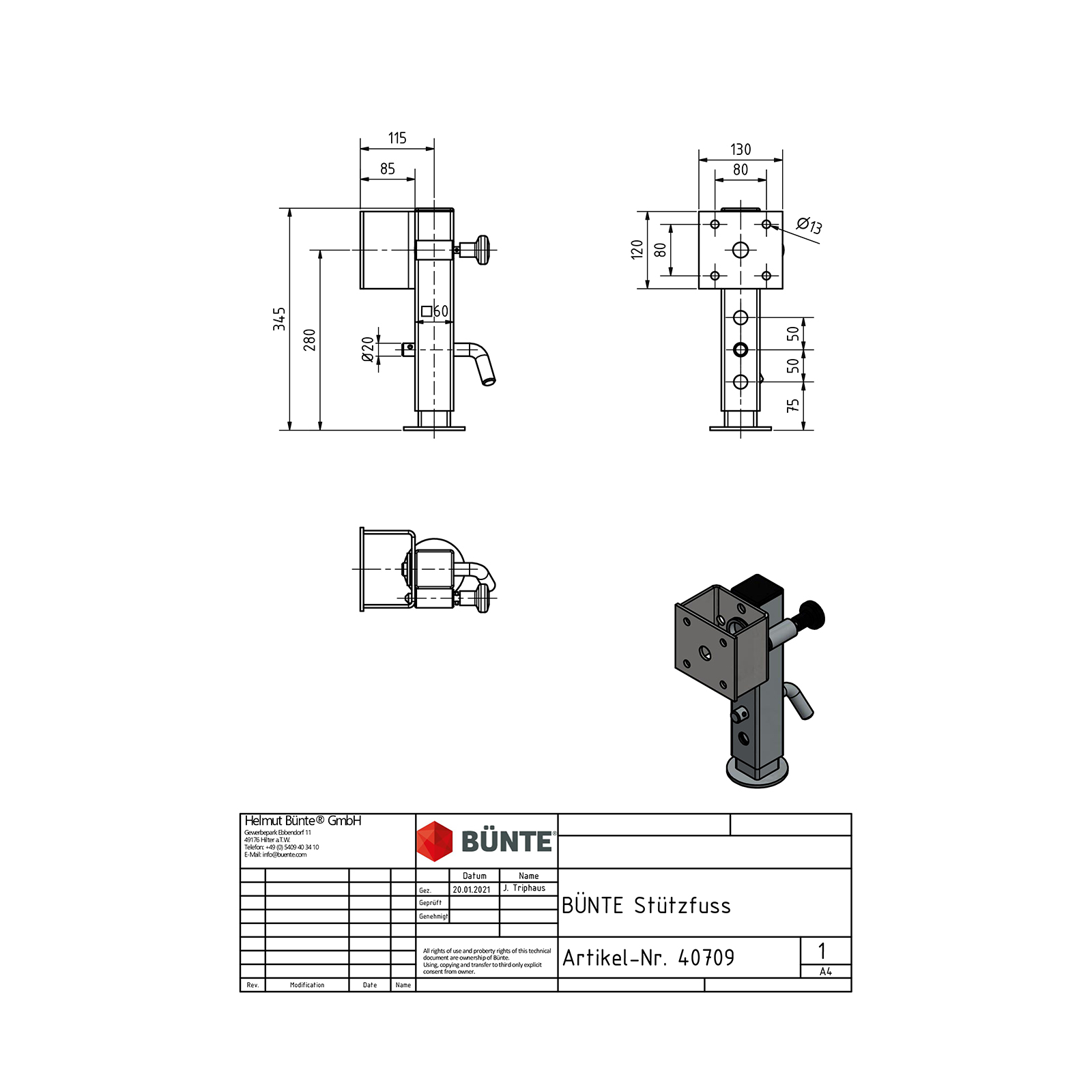 BÜNTE Support, VK 60 x 345 mm, for EDUARD