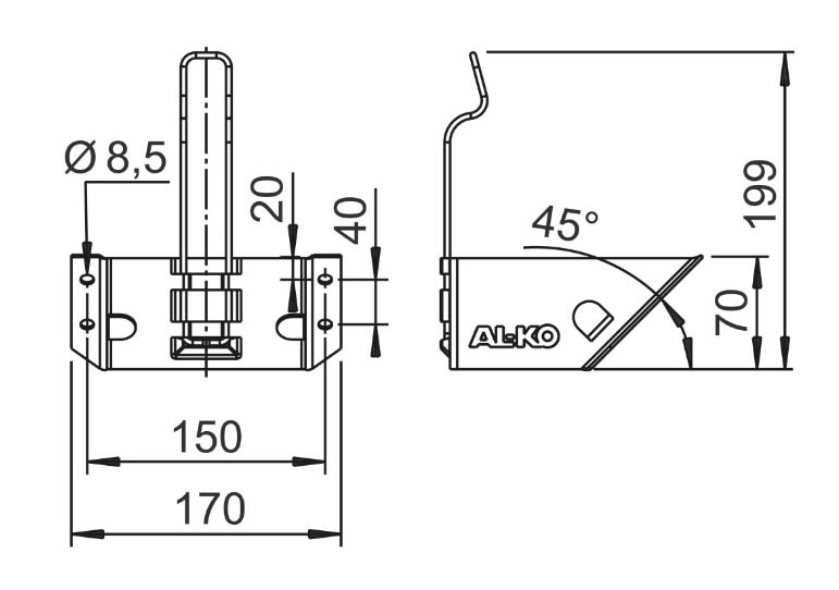 Houder, metaal, verzinkt
120 m