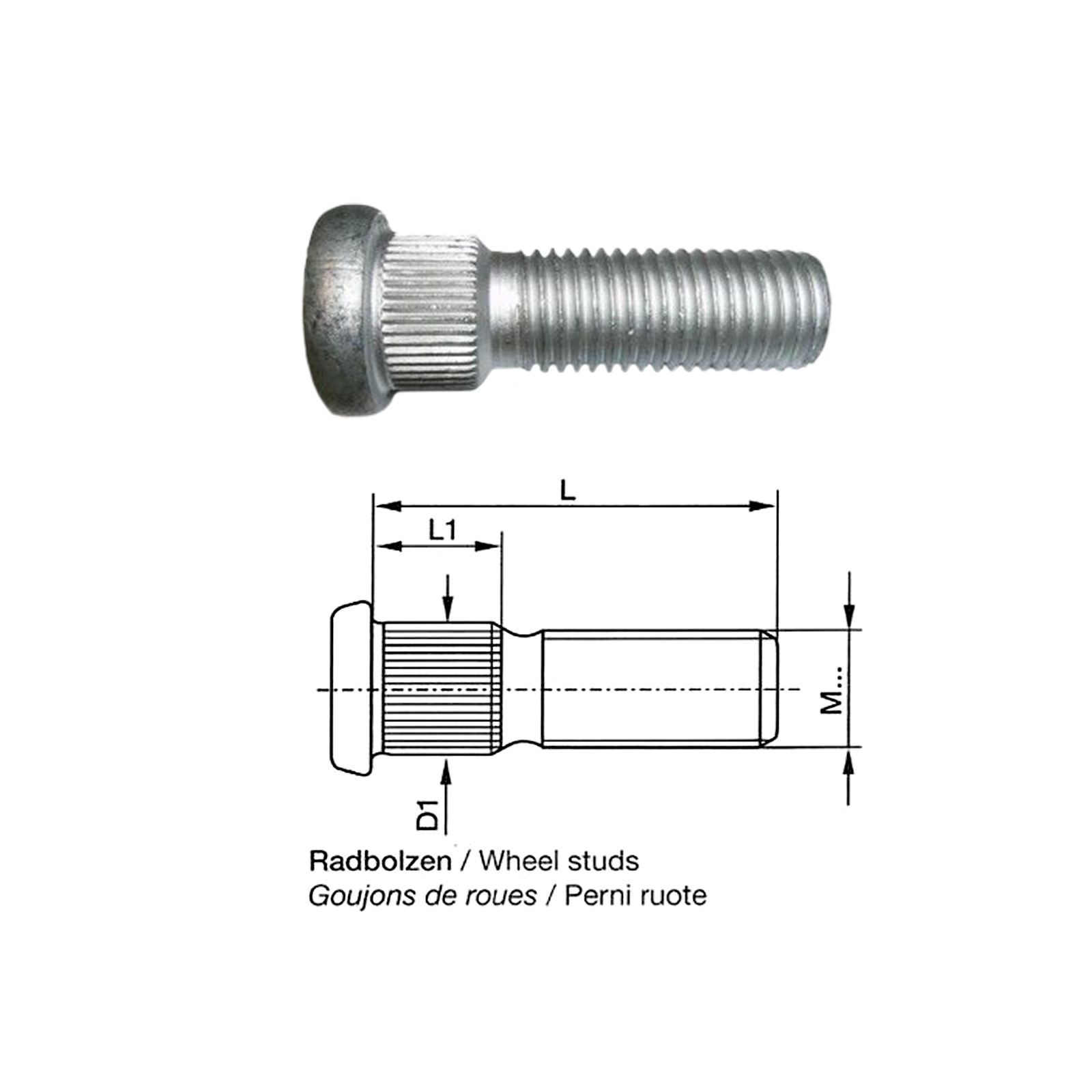 Wheel Bolts with corrugation c