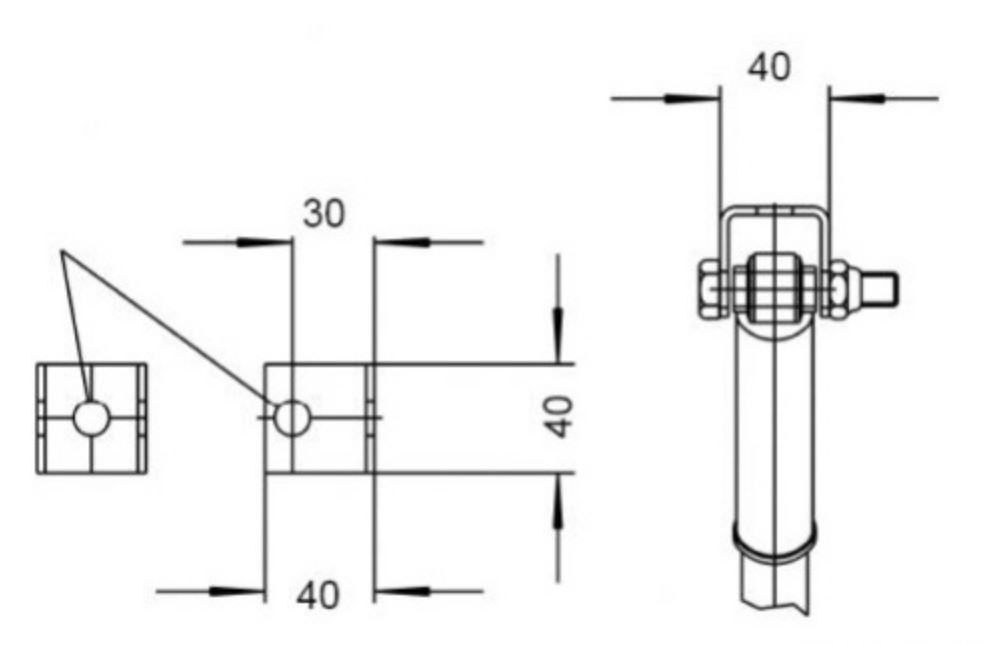 Wielschokbrekerhouder, U-profiel 34 mm