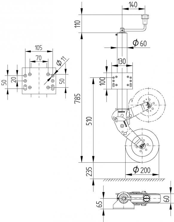 KNOTT ATK60 Stützrad, Ø 60 mm