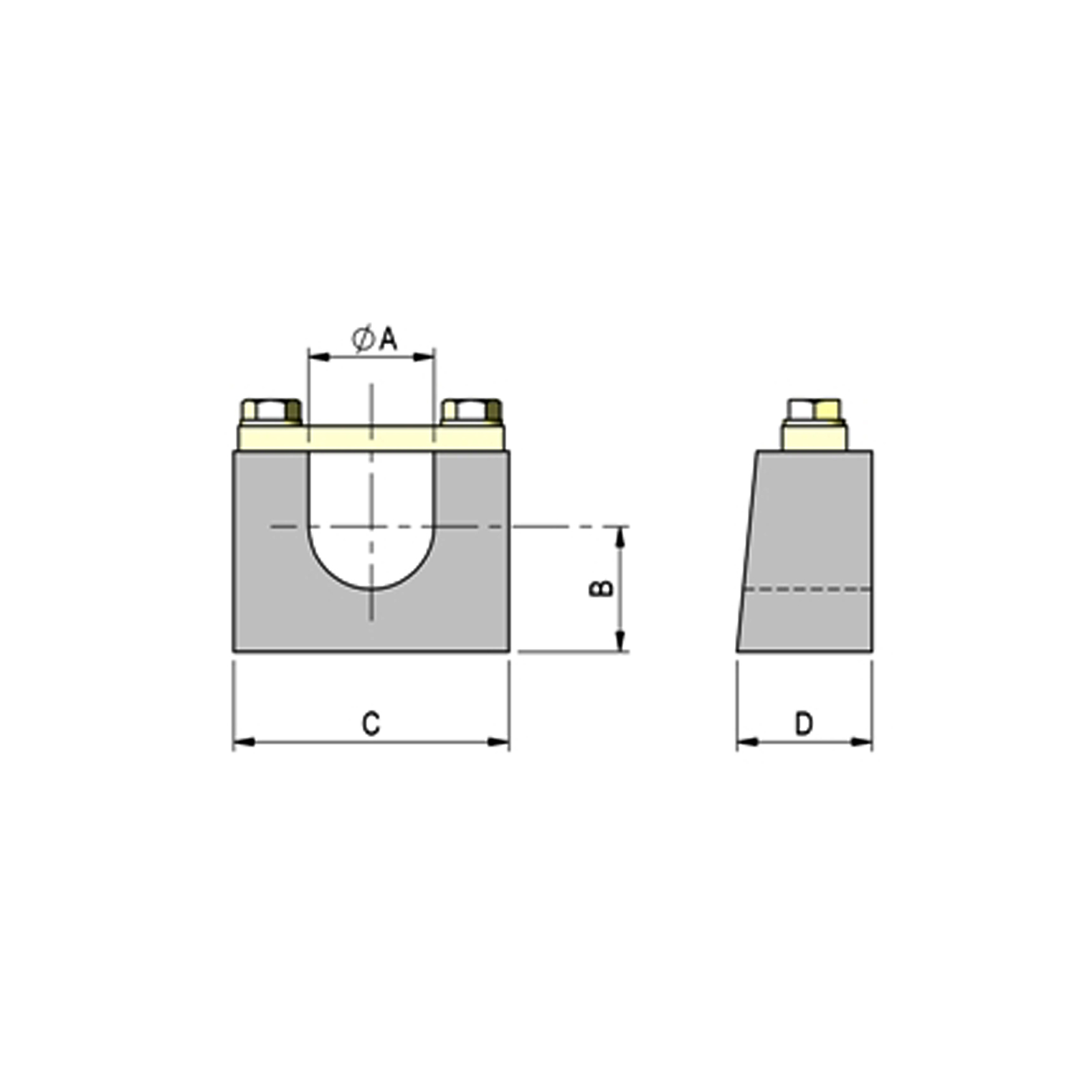 Bearing block, for welding, ty