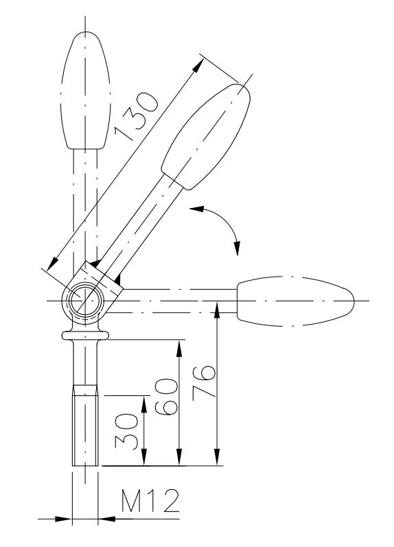 BÜNTE Gelenkknebelschraube, M12, 76 mm lang