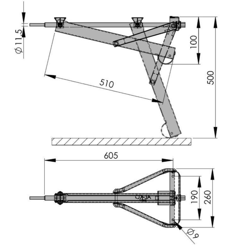 AL-KO Steckstütze, lang, 260 x 605 x 100 mm