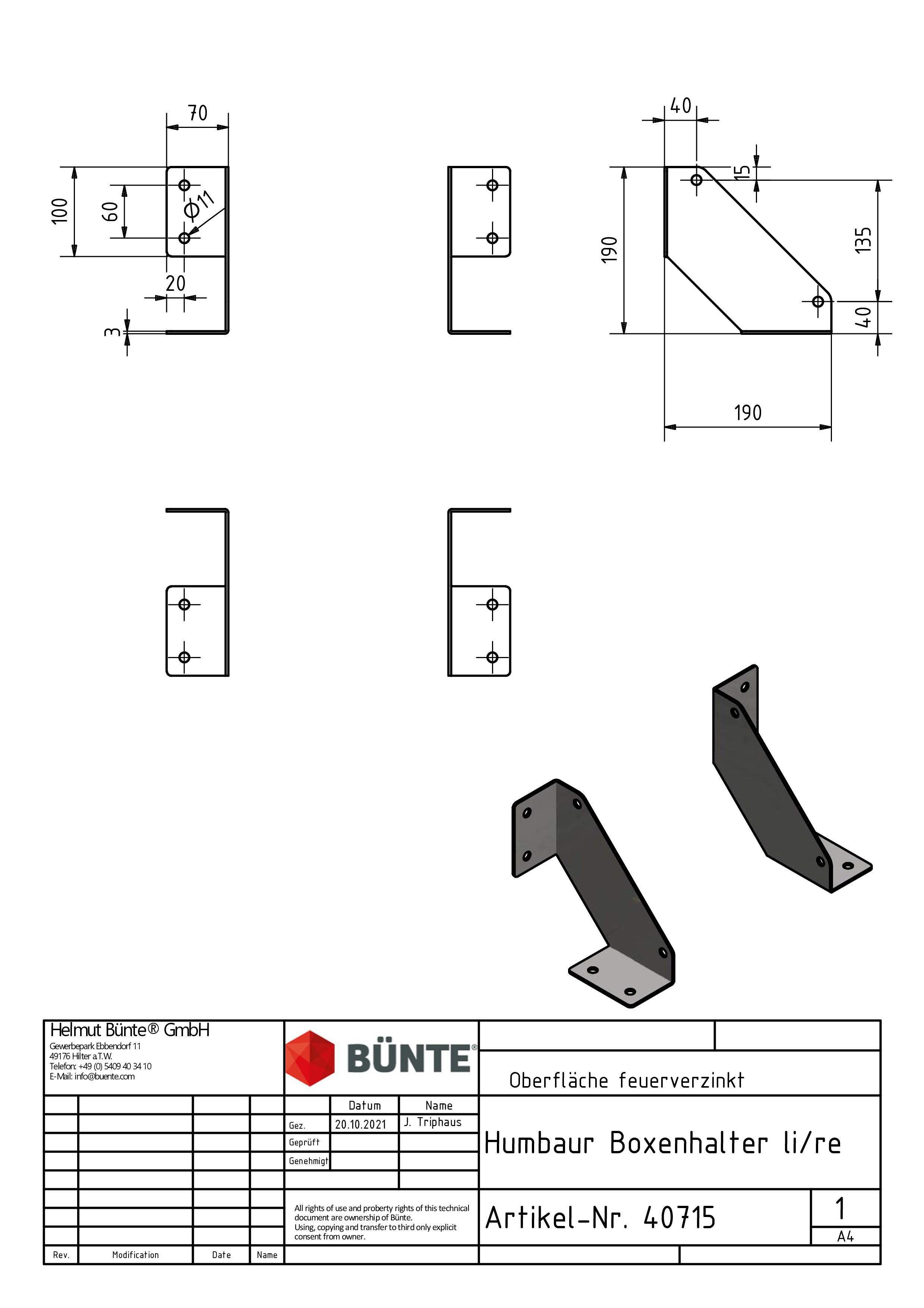 BÜNTE Opbergkisthouder (stuk), 190 x 190 x 70 mm