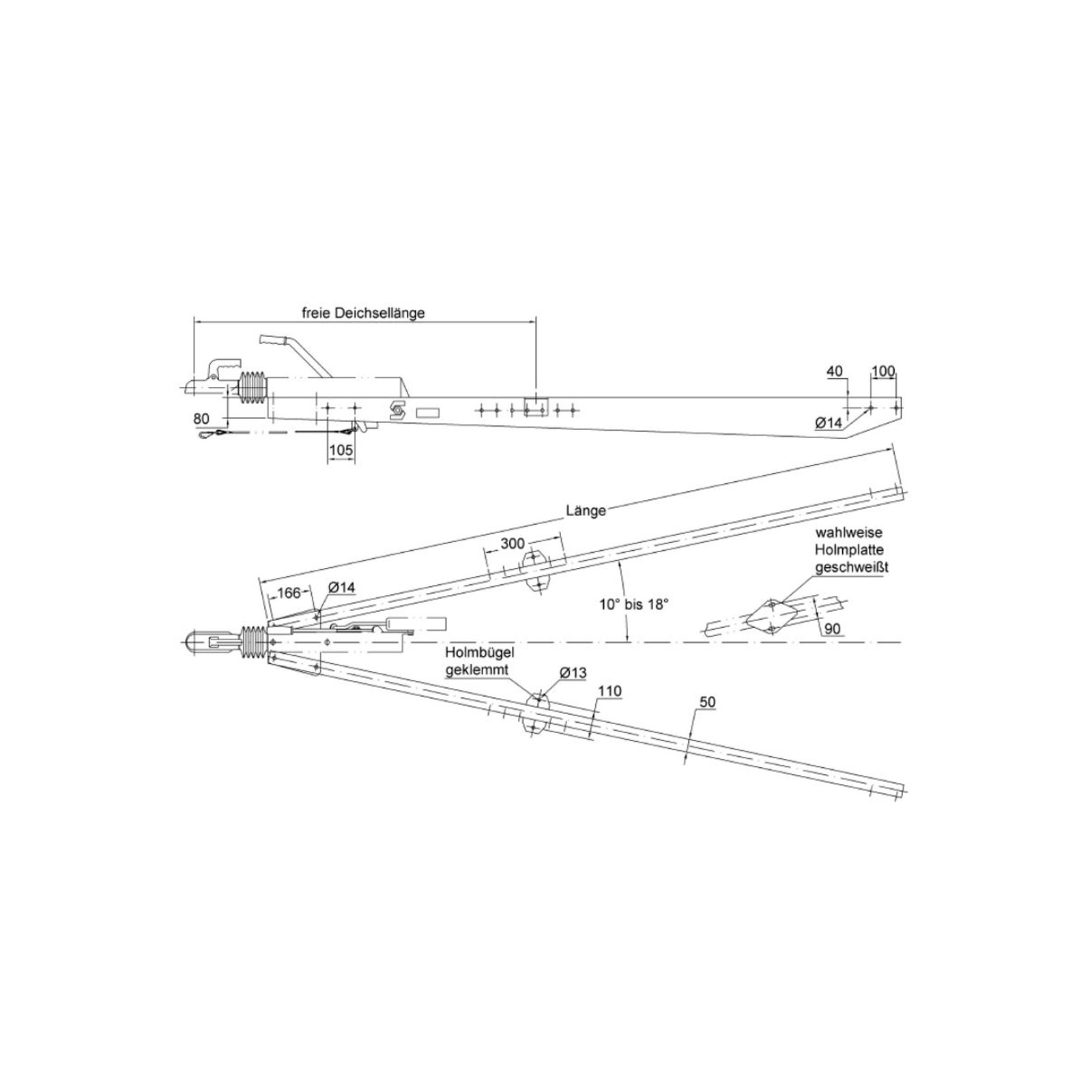 SCHLEGL Zugholme SV30, 2000-3000 kg, 3000 mm