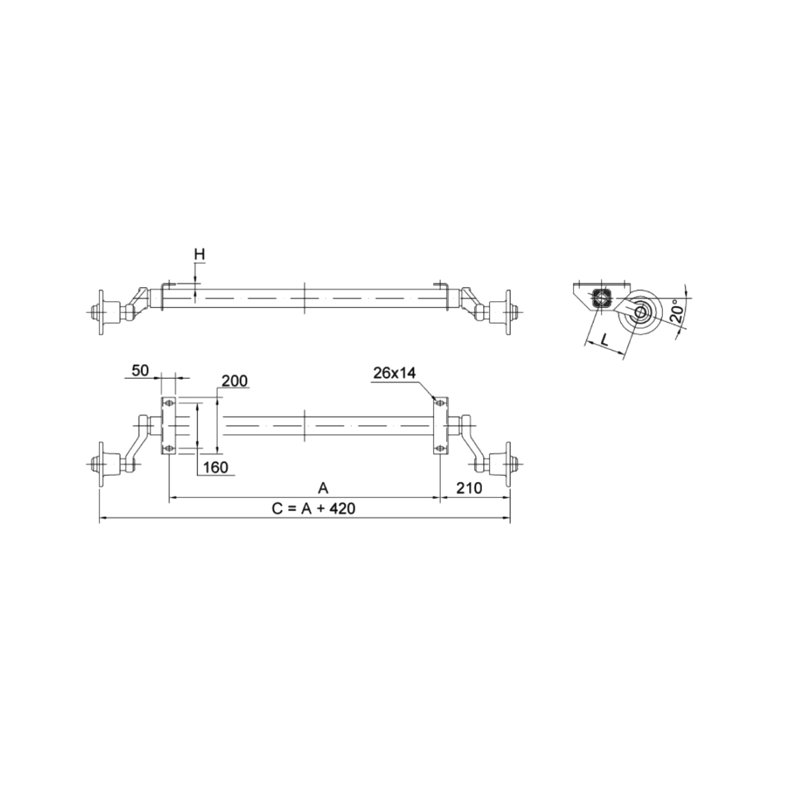 SCHLEGL Laufachse MB8, Ausf. B, 750 kg