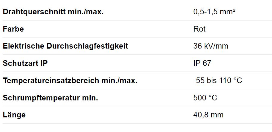 Lötverbinder, wärmeschrumpfend, rot, 0,5-1,5 mm²