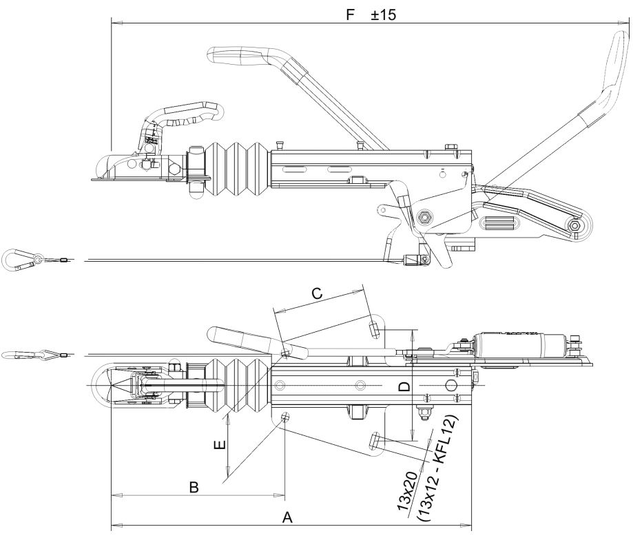 KNOTT Auflaufeinrichtung KF13-E, 750-1400 kg