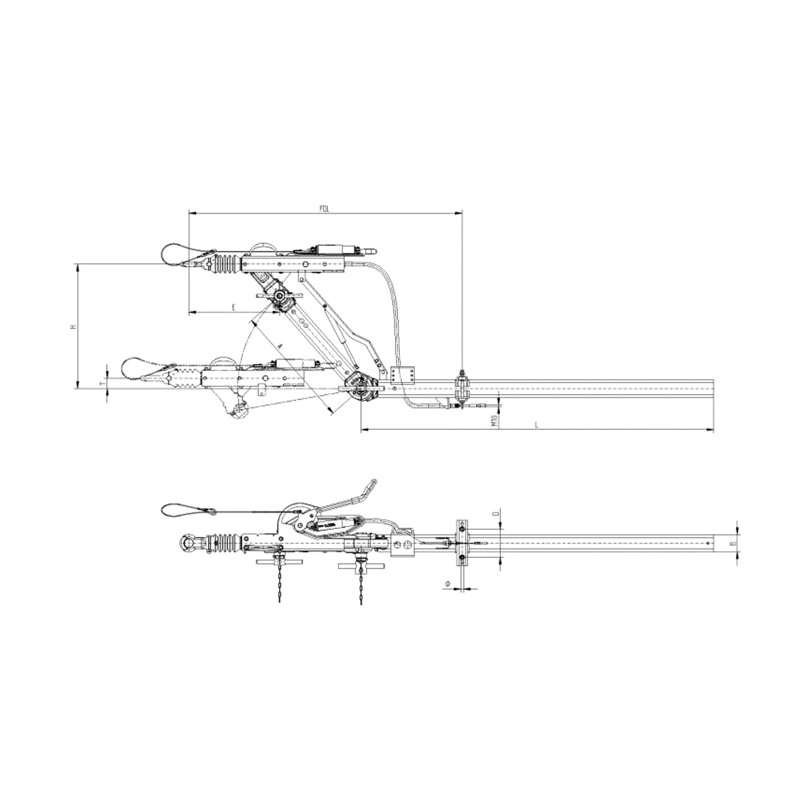 KNOTT KHA 35, tussenstuk 500 mm, met DIN-trekoog