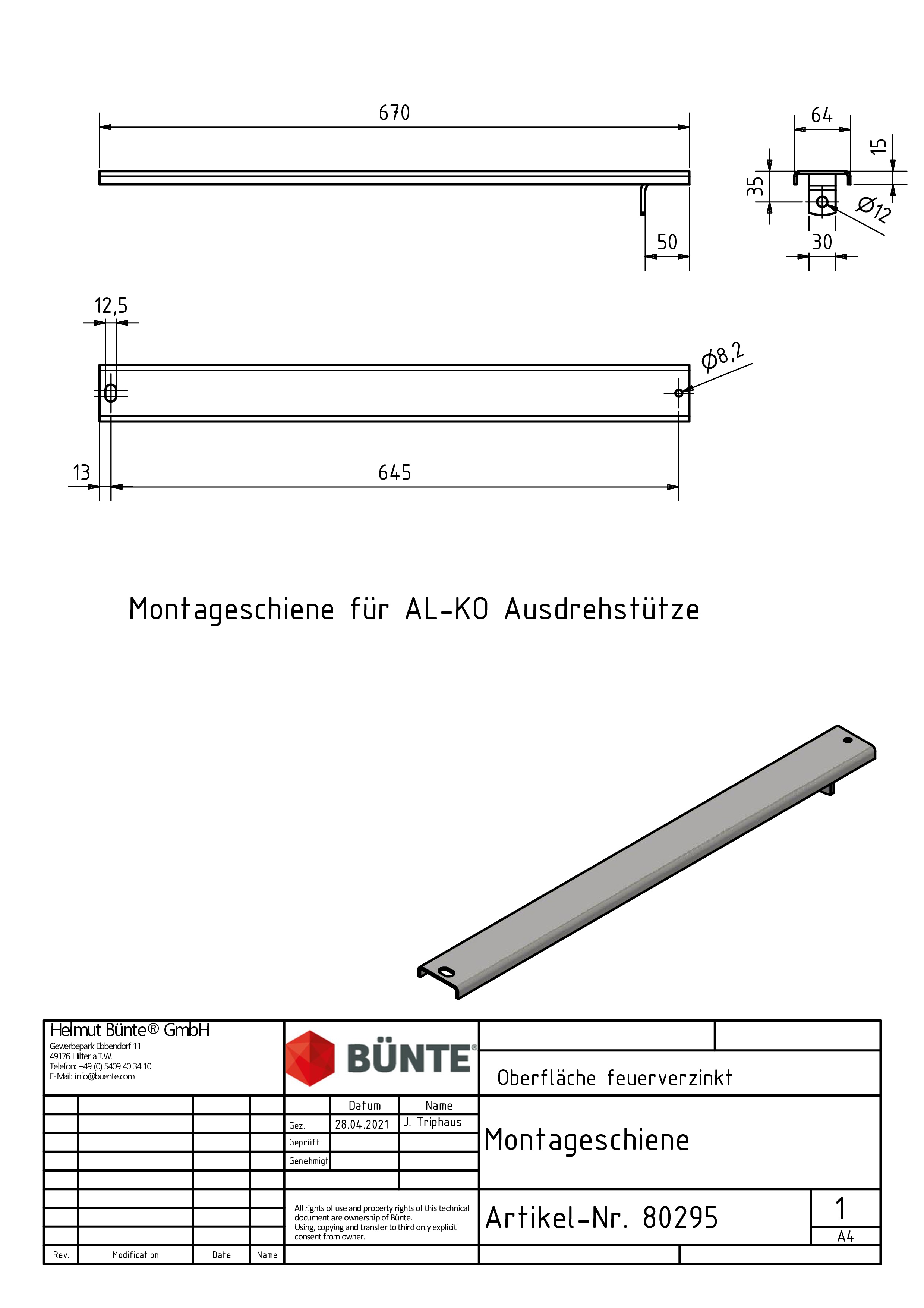 AL-KO mounting track for 'Stab