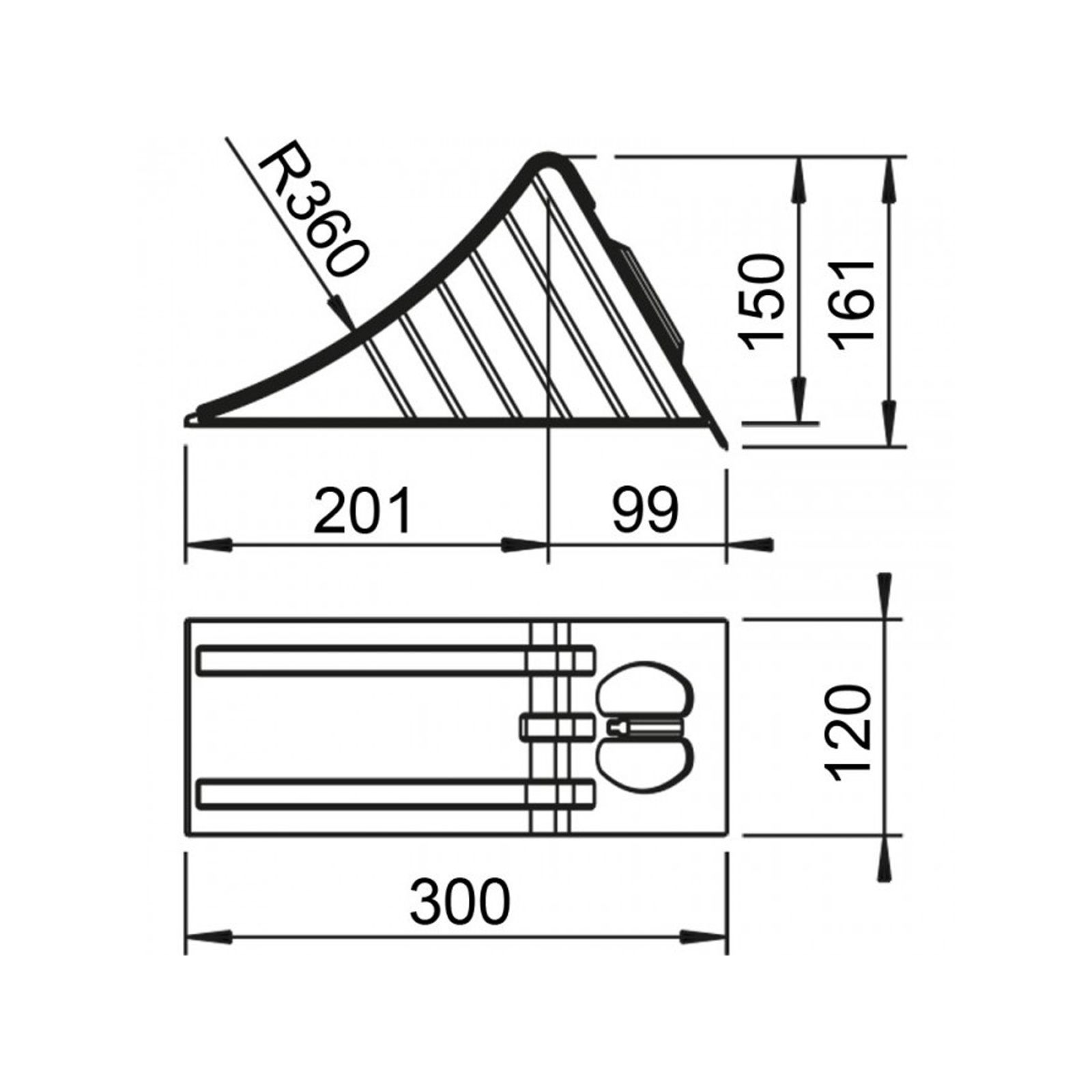 AL-KO UK 36 Unterlegkeil, 120 x 300 x 161 mm