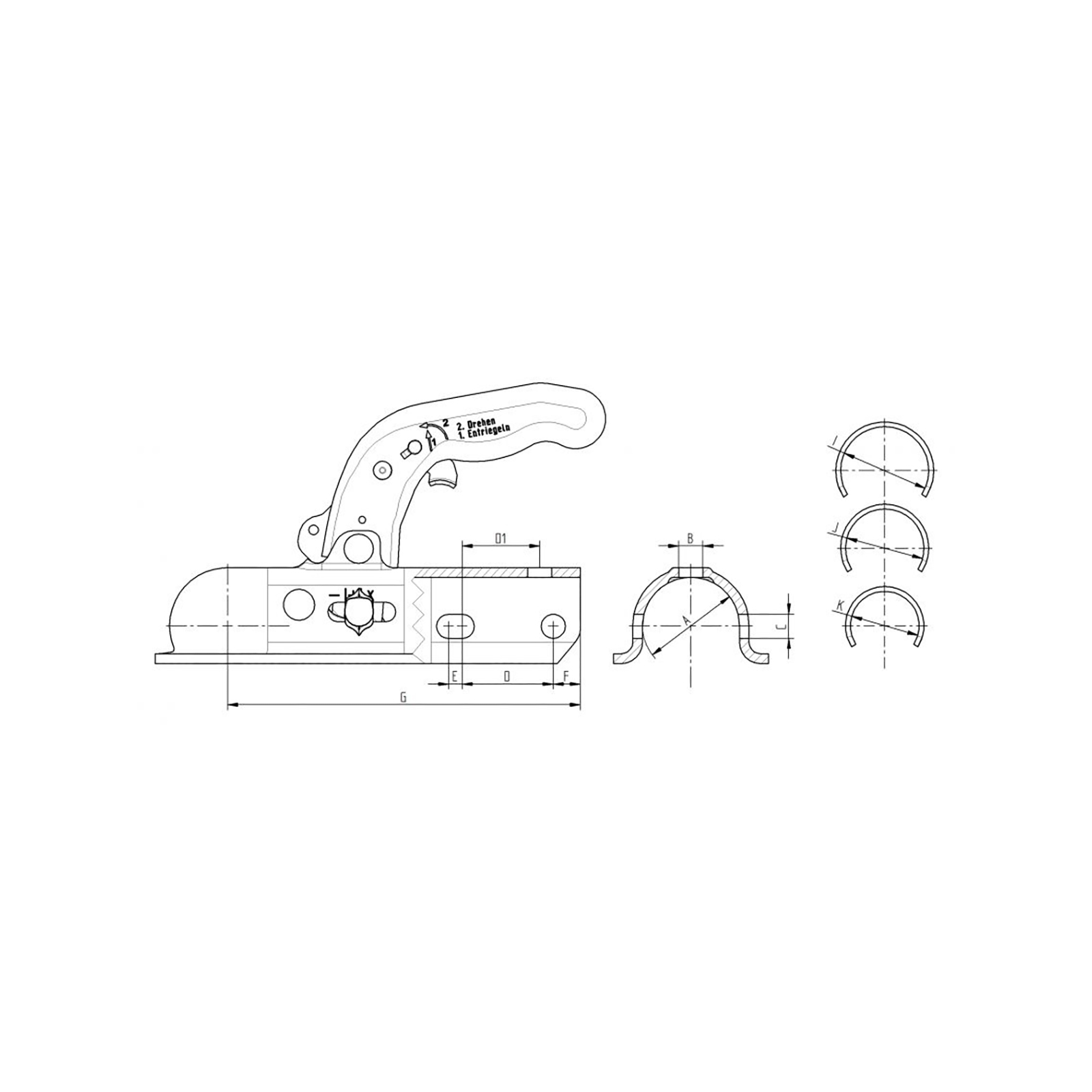 KNOTT K30U, universal, -3000 kg, Ø 35/40/45/50 mm