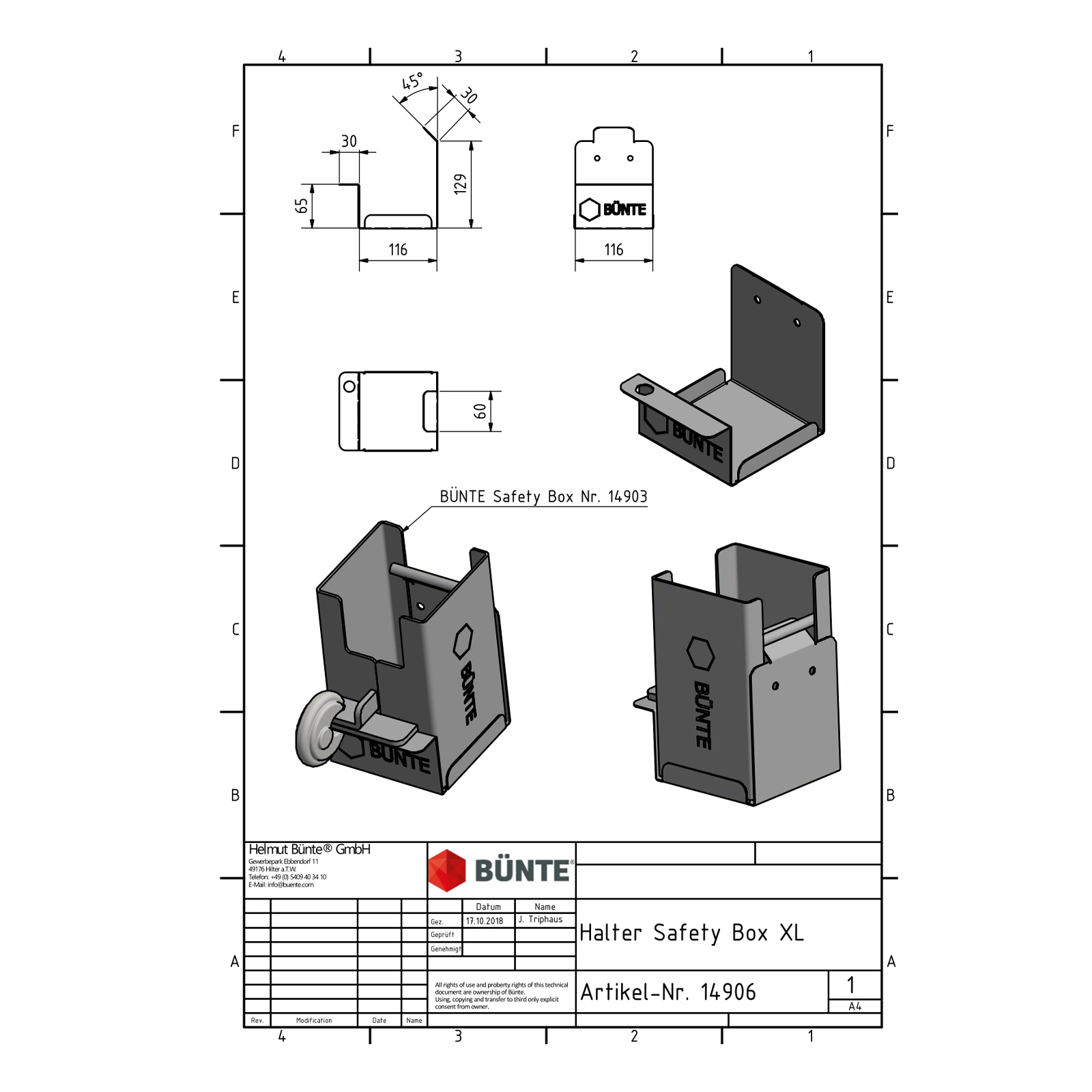 BÜNTE Houder, voor Safety-Box XL