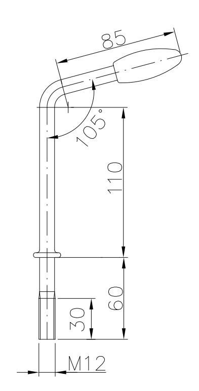 Knebelschraube, M12, 170 mm lang