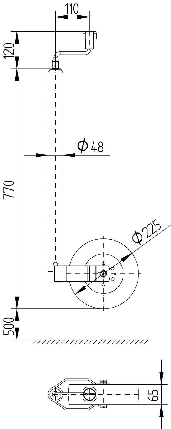 KNOTT Stützrad, Ø 48 mm, Ø 225 x 65 mm