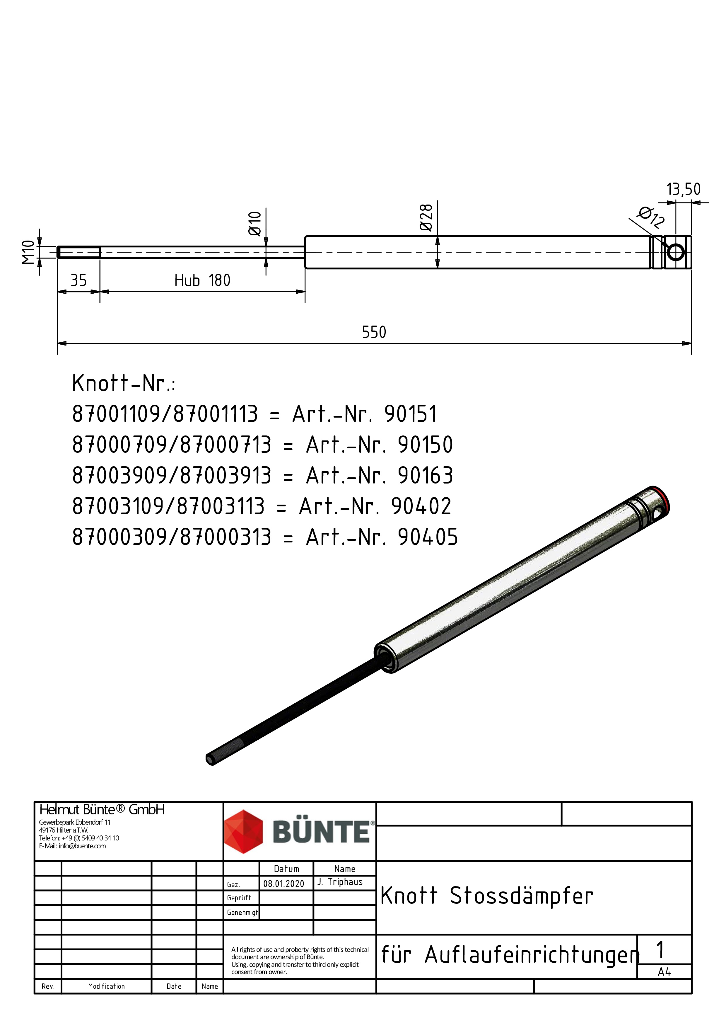 KNOTT Auflaufstoßdämpfer, f. KF10/13, KRV/KV/KR13