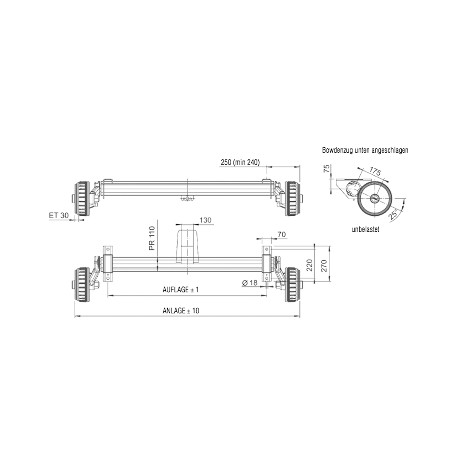 AL-KO Bremsachse B 1800-9, 1800 kg, RB 2361