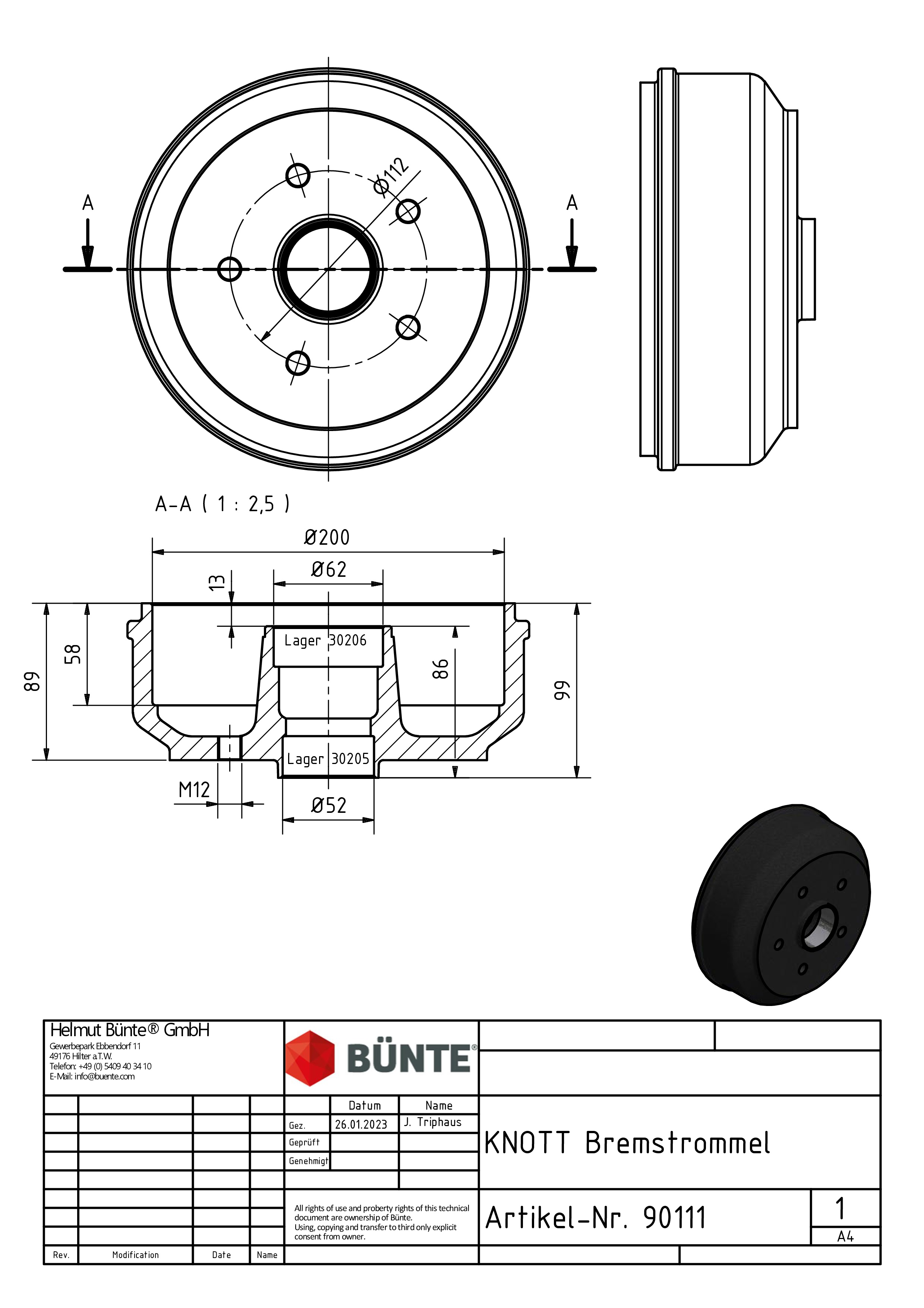 Bolt circle: 112 x 5