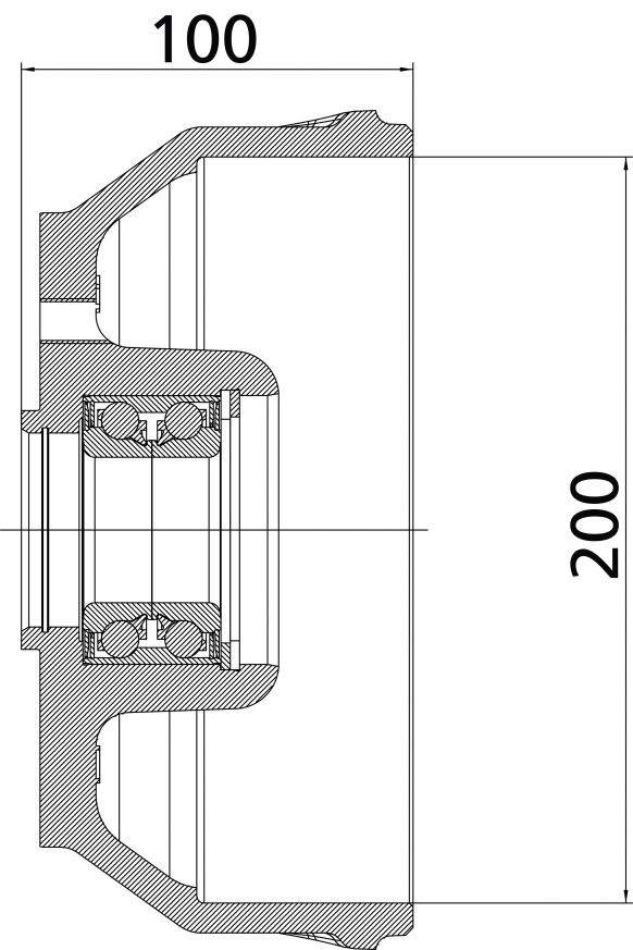 Bremstrommel, Ø 200 x 50 mm, f. RB KNOTT 20-2425/1