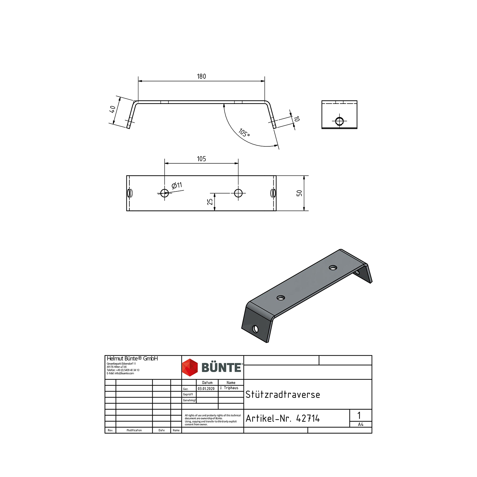 Crossbeam, for jockey wheel clamp