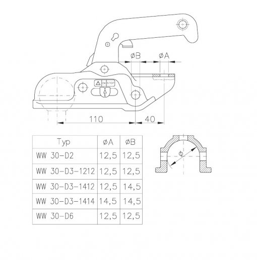 WINTERHOFF WW 30-D3-1412, -3000 kg, Ø 50-51 mm