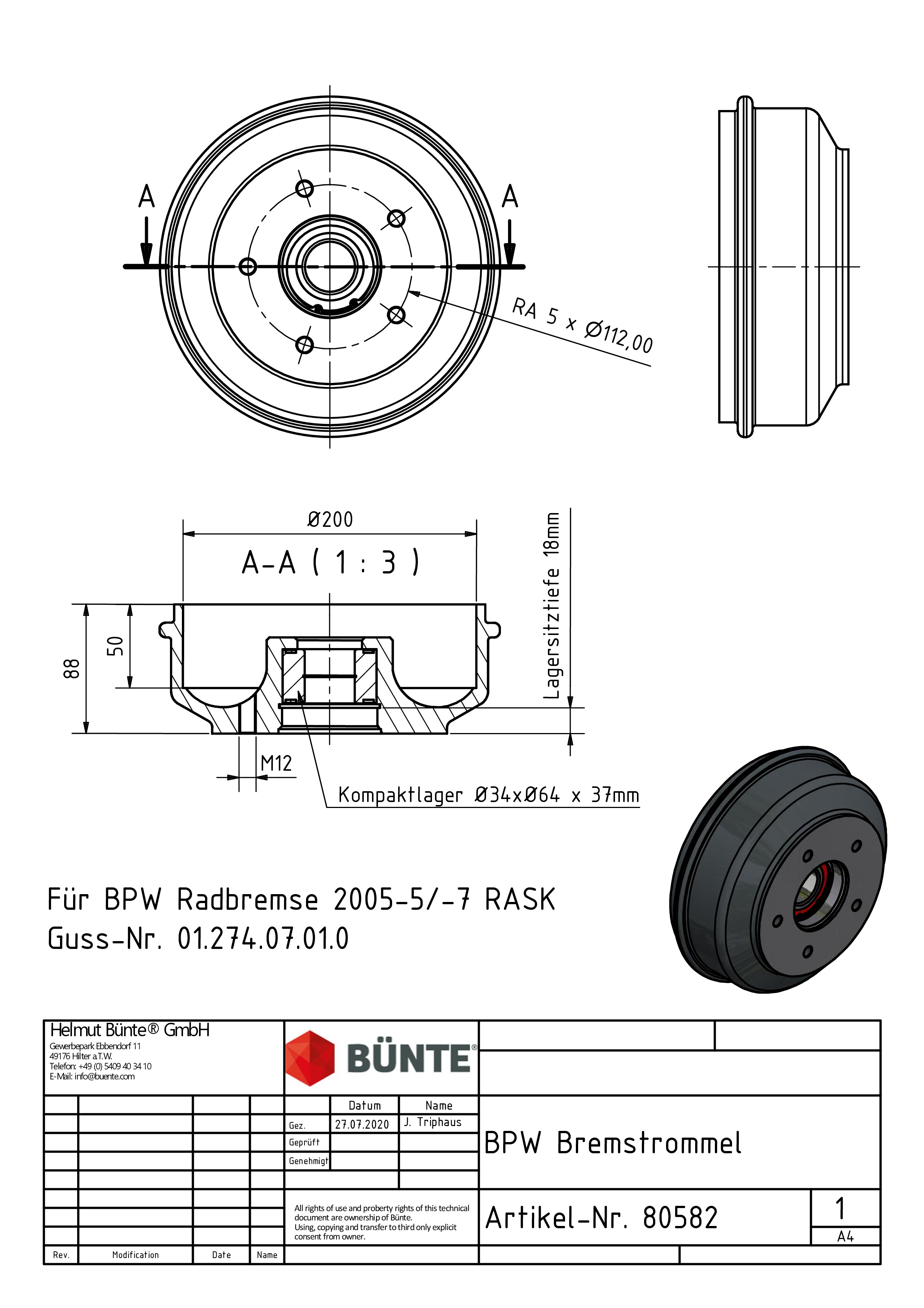 dto. for bearing seat depth 18