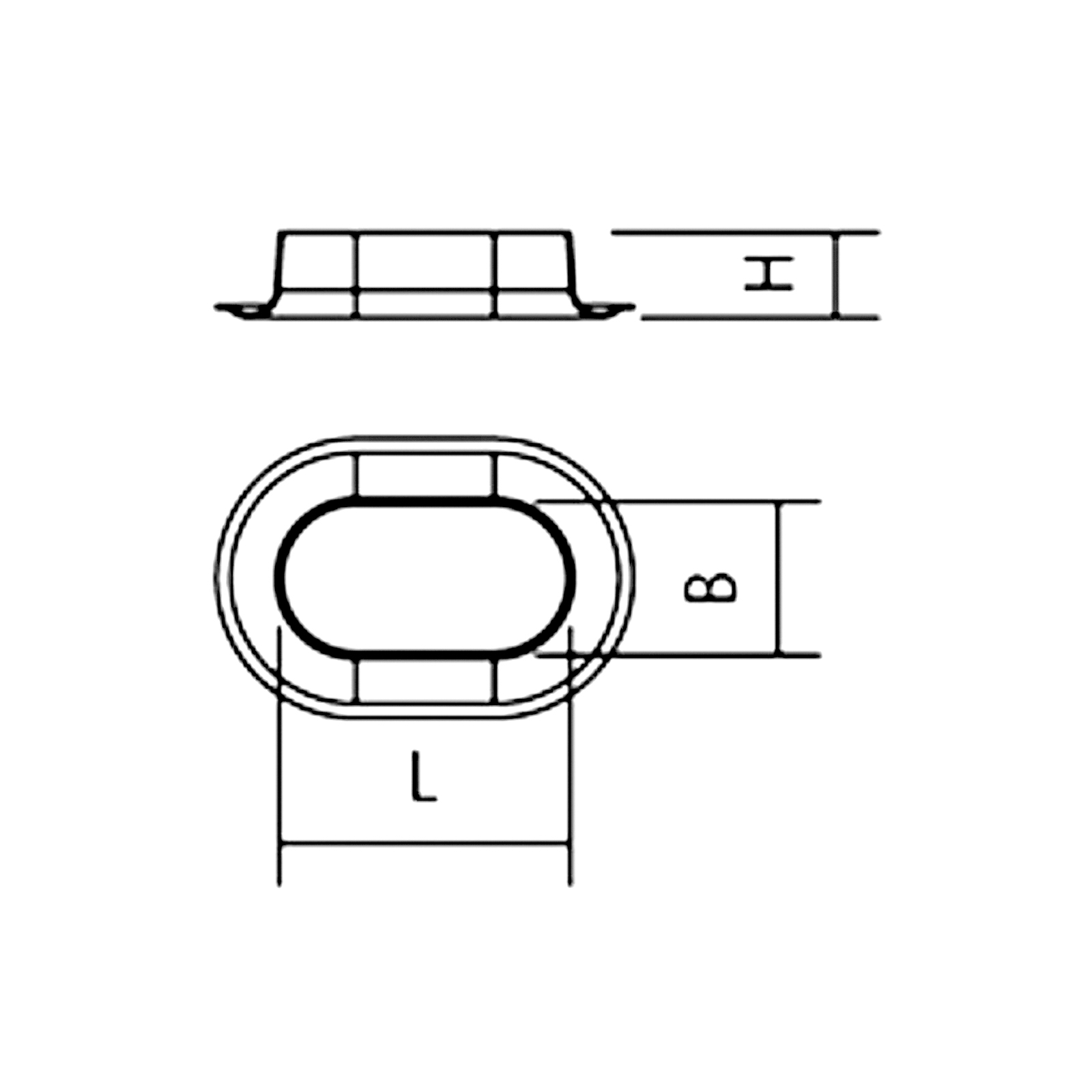 Oval eyelets, galvanised, 42 x