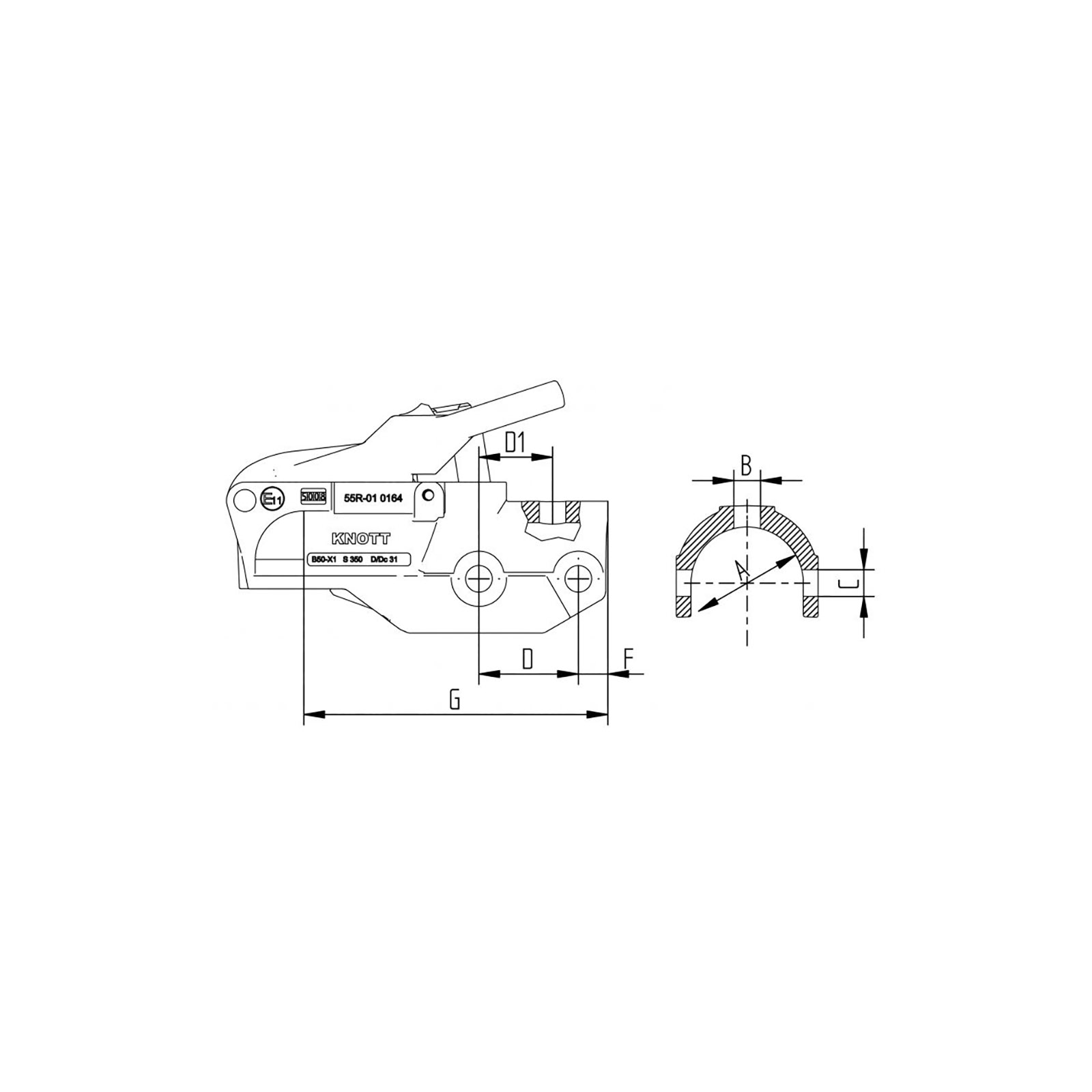 KNOTT Avonride Type 1, -3500 kg, Ø 60 mm