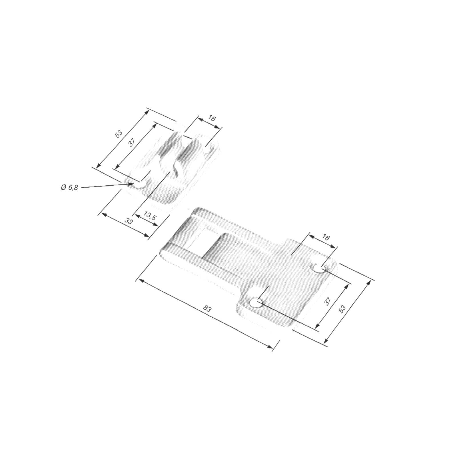 FBS Deckelscharnier, 2-teilig, 53 x 89 mm