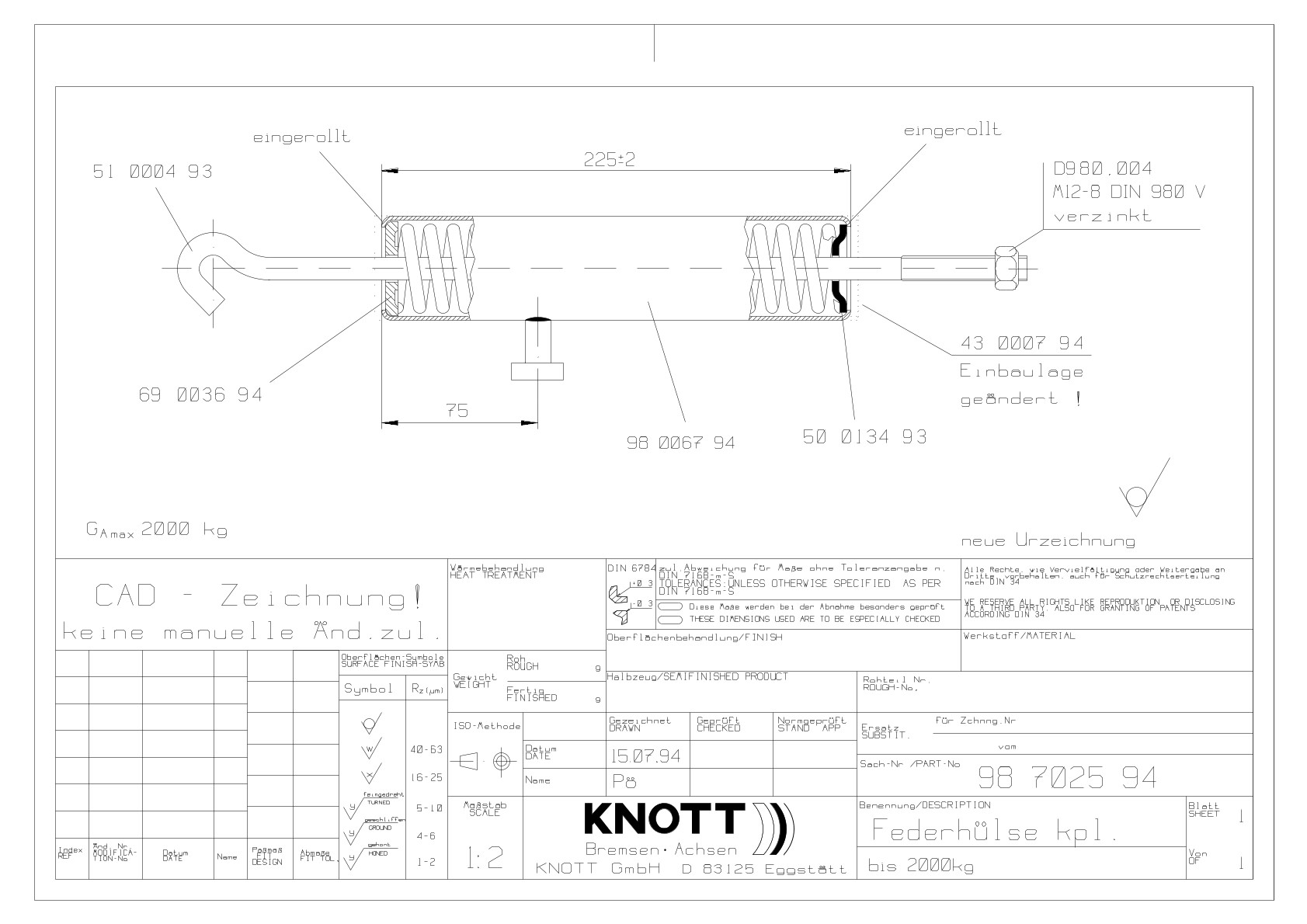 KNOTT Federhülse, Ø 48 mm, 225 mm, bis 2000 kg