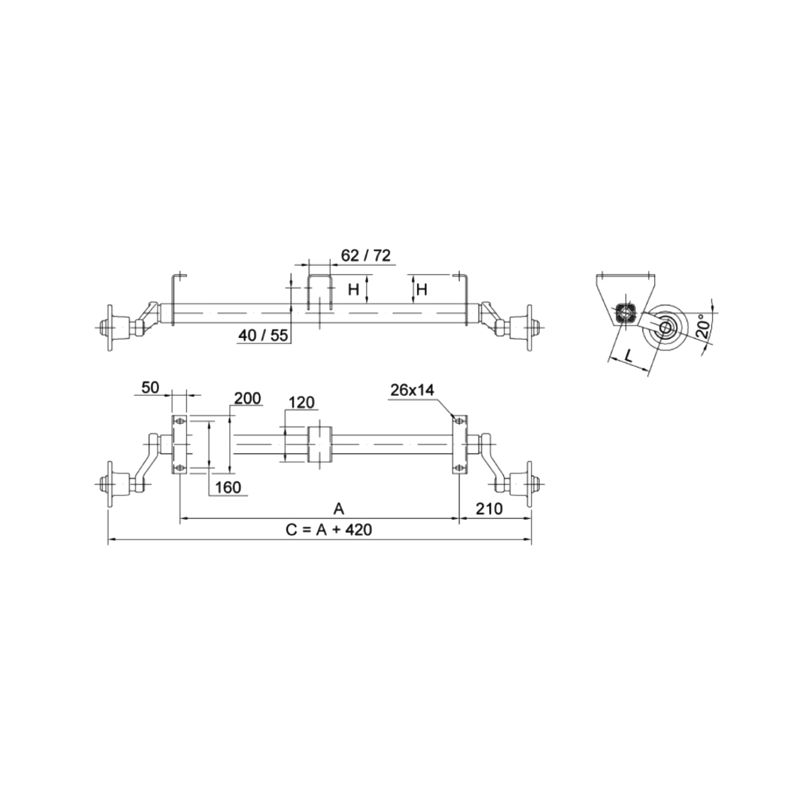 SCHLEGL Laufachse MB8, Ausf. A, 750 kg