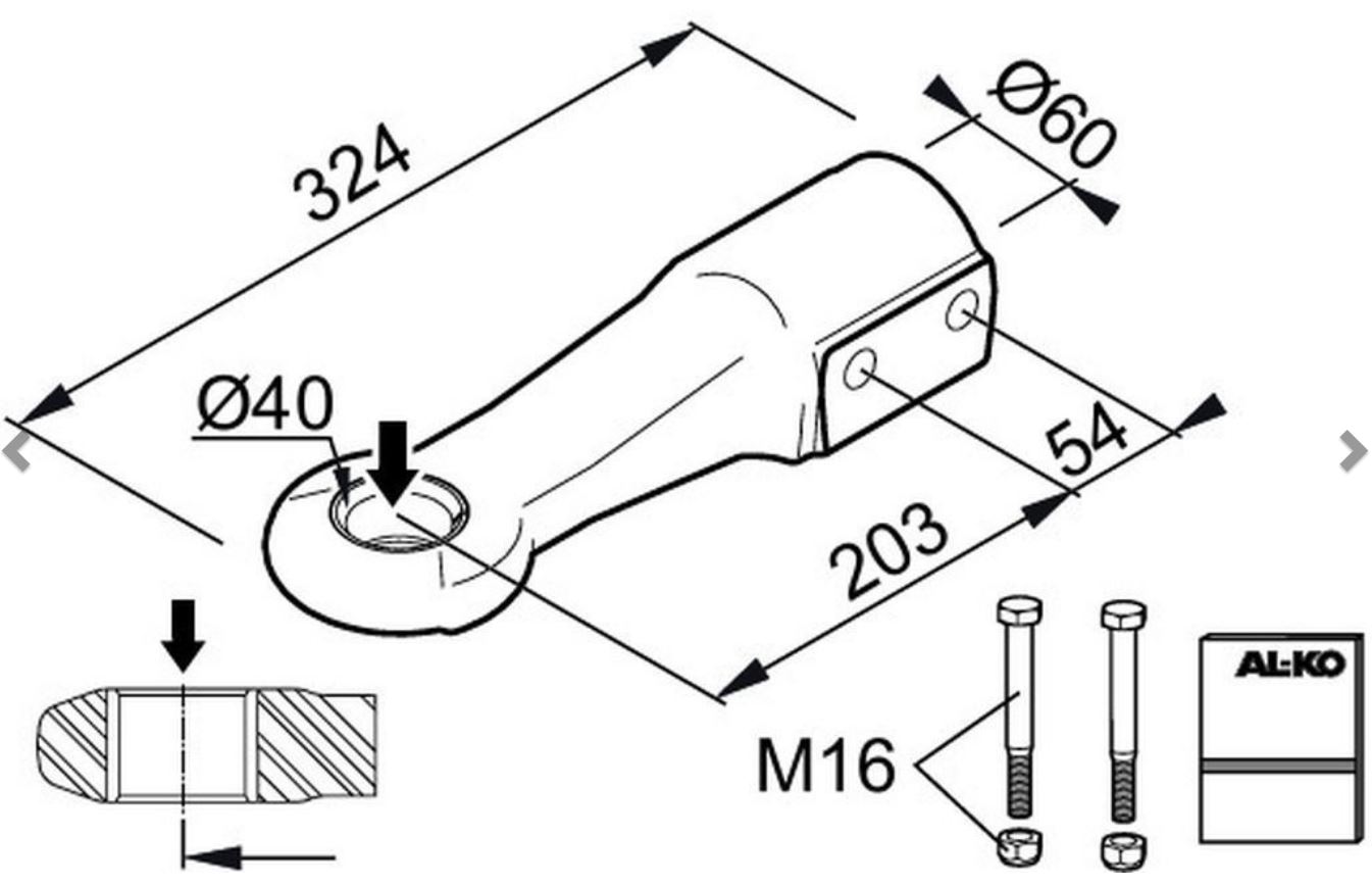 AL-KO DIN-Zugöse D40/G, Ø 60 mm, Stützlast 350 kg