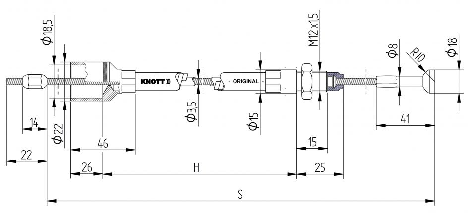 KNOTT Remkabel, HL 1730 / GL 1920 mm