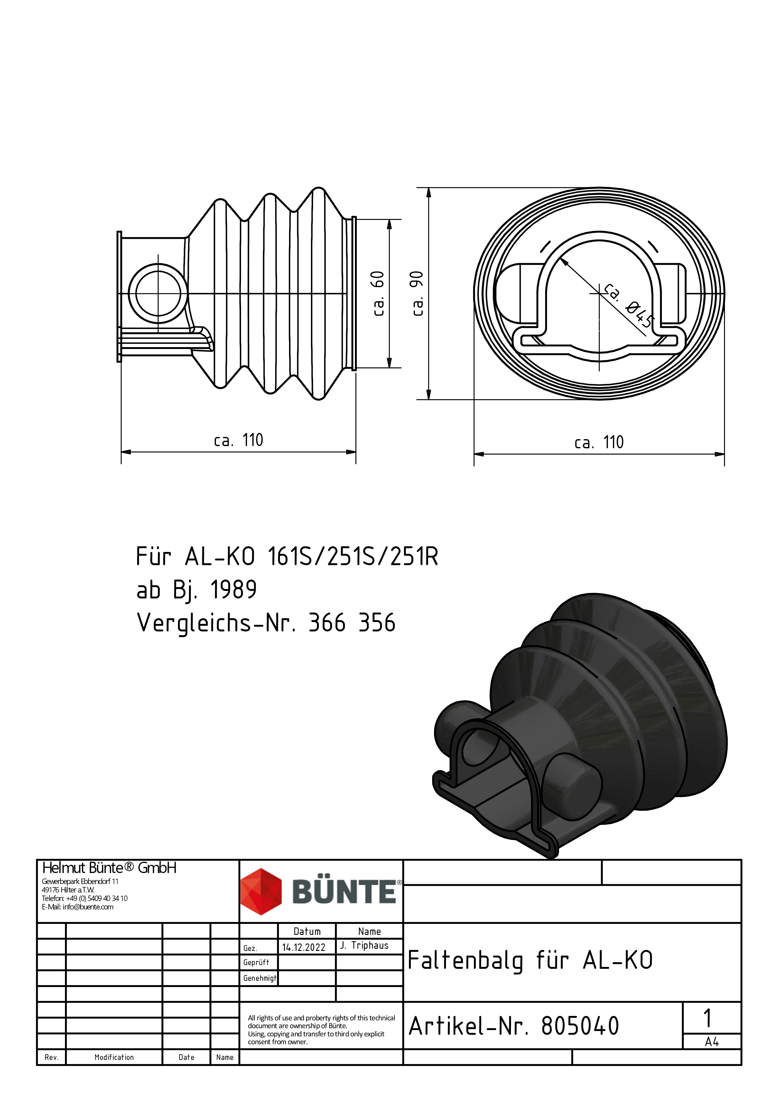 AL-KO Stofhoes, ⌀ 49/53 mm, voor AL-KO 161S / 251S