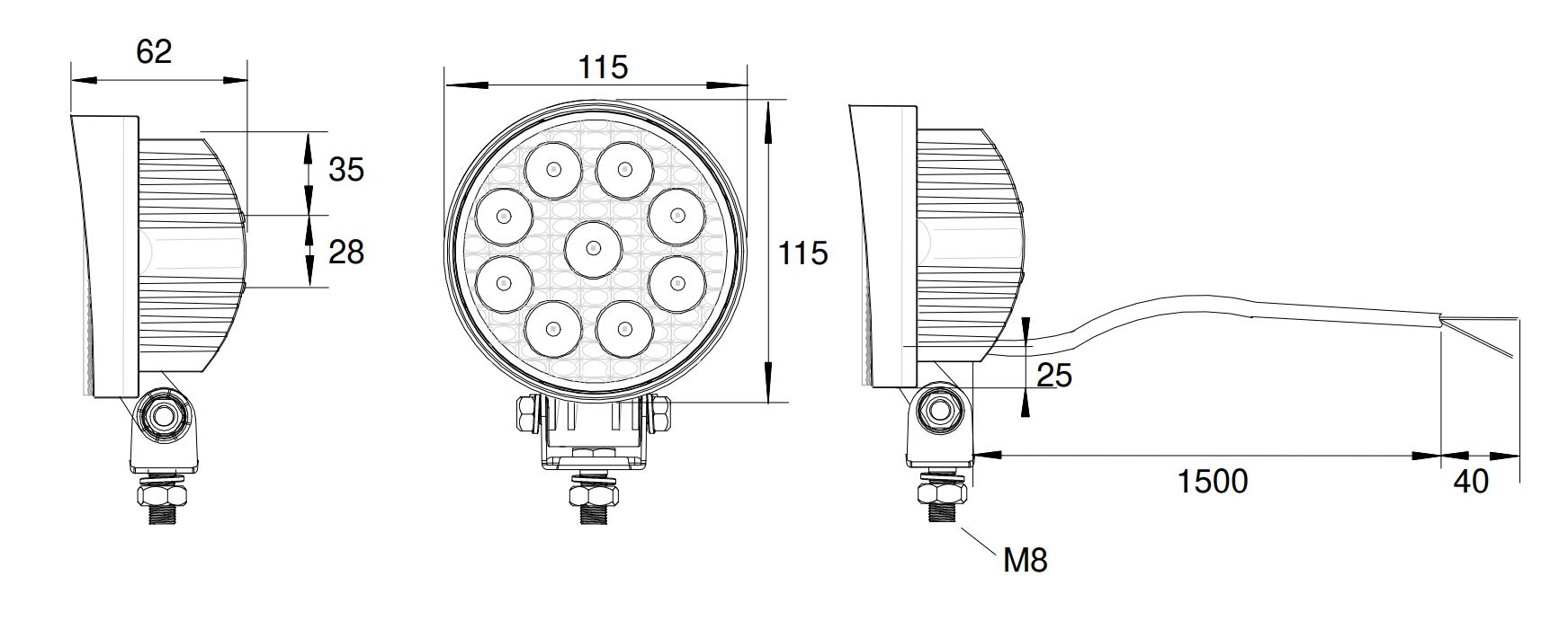 FABRILCAR Arbeitsscheinwerfer 2000 S LED (Spot)