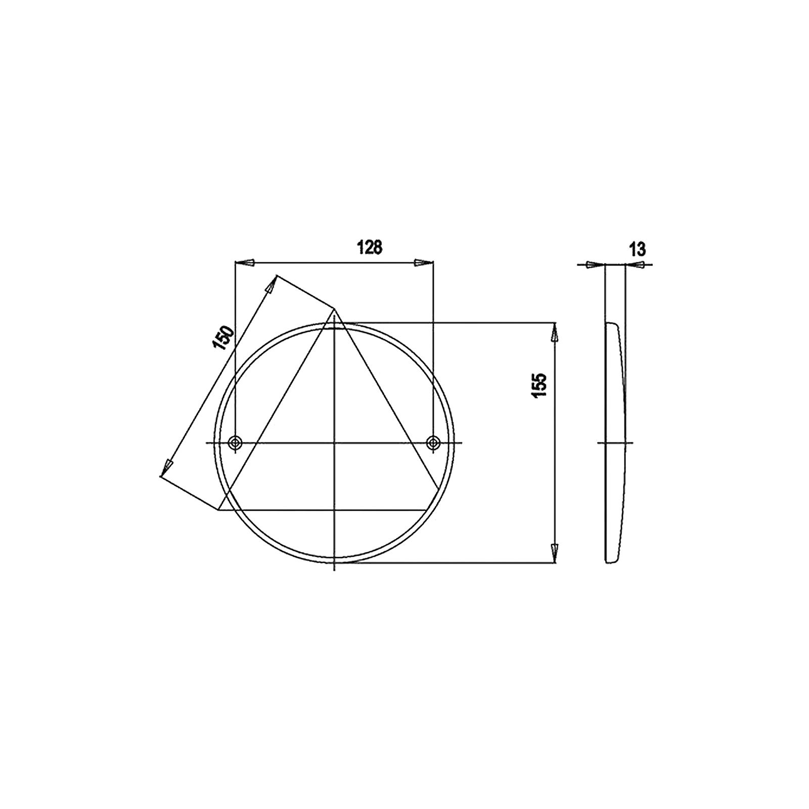 JOKON DR 110 Driehoekreflector, Ø 155 mm