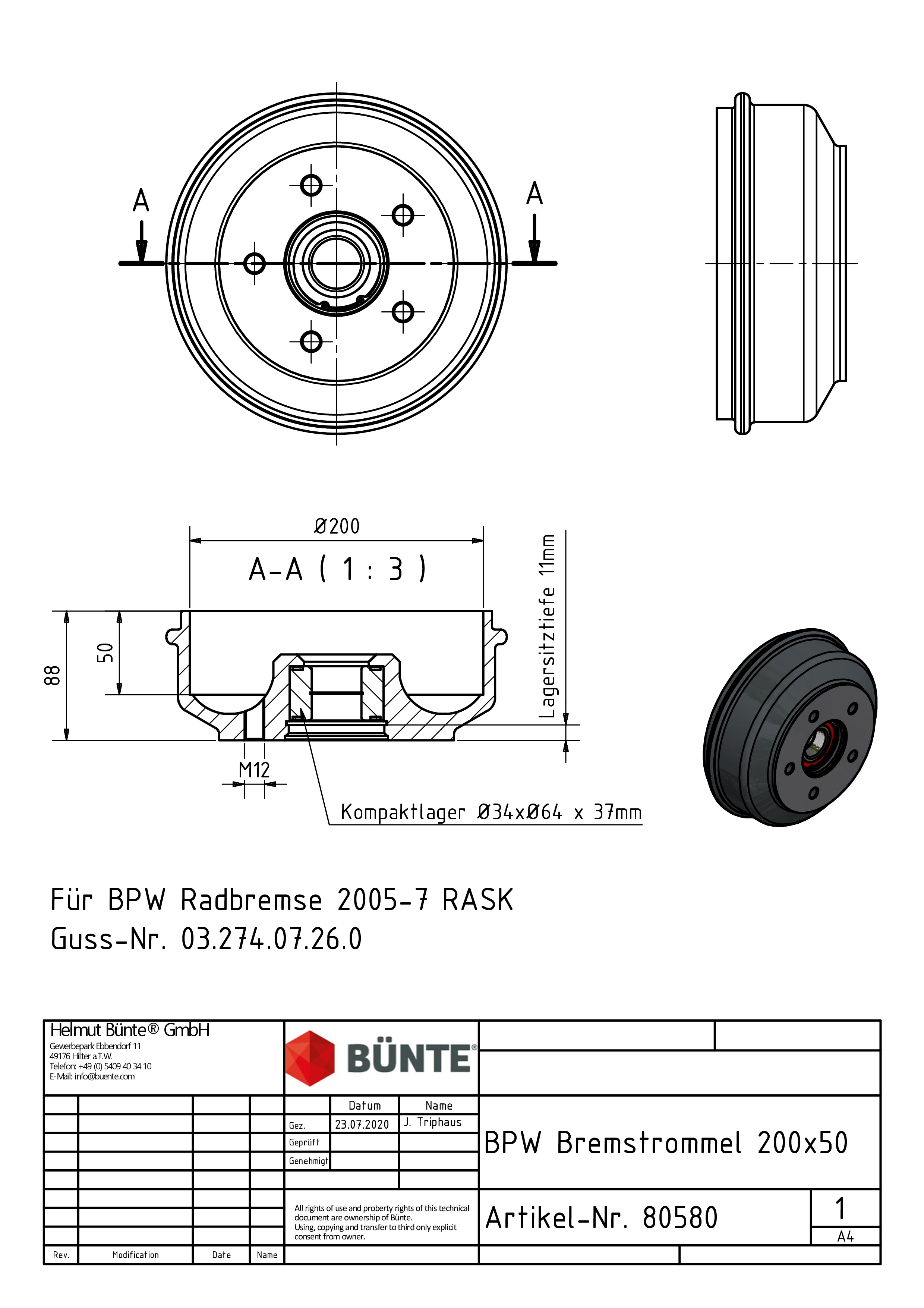 Brake Drum suitable for BPW ax