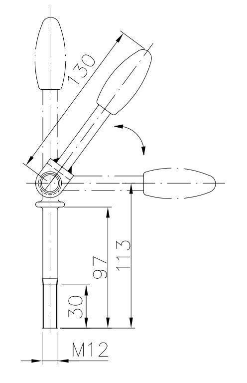 BÜNTE Knevelbout, M12 x 113 mm, knikbaar